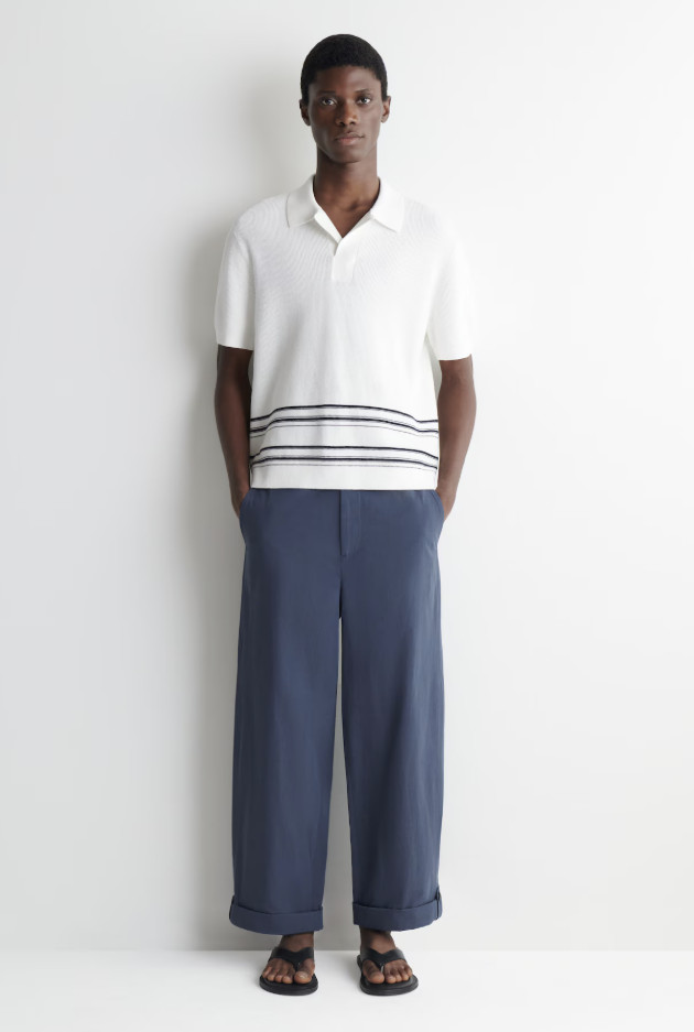 COS Relaxed-Fit Straight-Leg Cuffed Pants 32R Navy