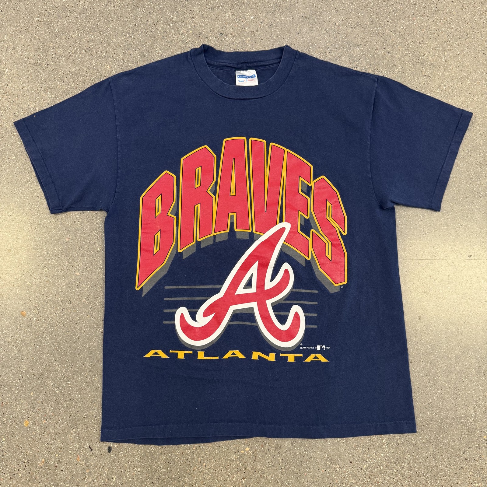Vintage Atlanta Braves Shirt Mens Large Blue MLB Baseball Tee 100 Cotton 90s