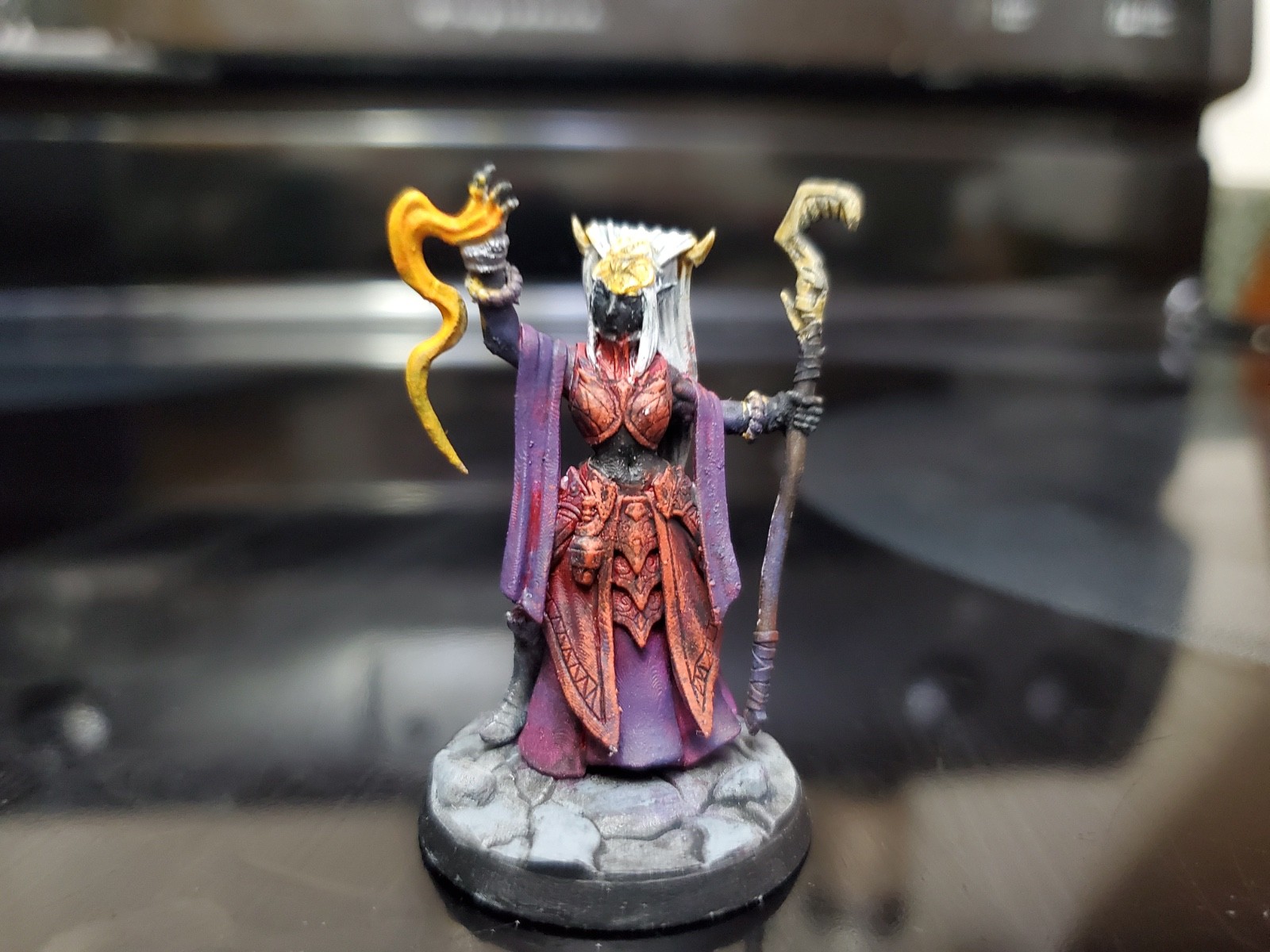 Painted Miniature Drow Priestess Perfect for D&D Pathfinder Other TTRPG 32mm Painted Miniature Drow Priestess Perfect for D&D Pathfinder Other TTRPG 32mm
