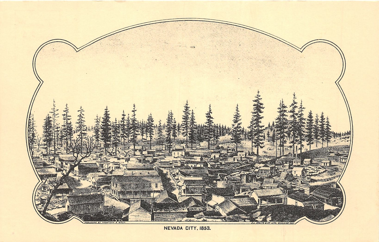 H78/ Nevada City California Postcard c1920s Birdseye View 1853 25 H78/ Nevada City California Postcard c1920s Birdseye View 1853 25