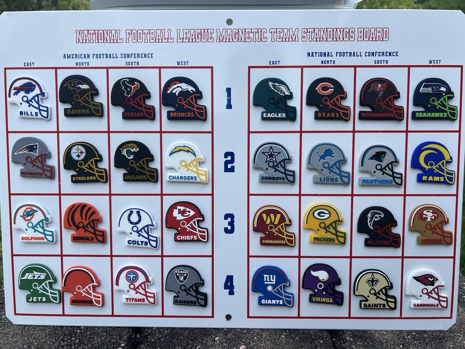 VINTAGE NFL 2026 METAL MAGNETIC STANDING BOARD FULL SET 32 RUBBER FRIDGE MAGNETS VINTAGE NFL 2026 METAL MAGNETIC STANDING BOARD FULL SET 32 RUBBER FRIDGE MAGNETS