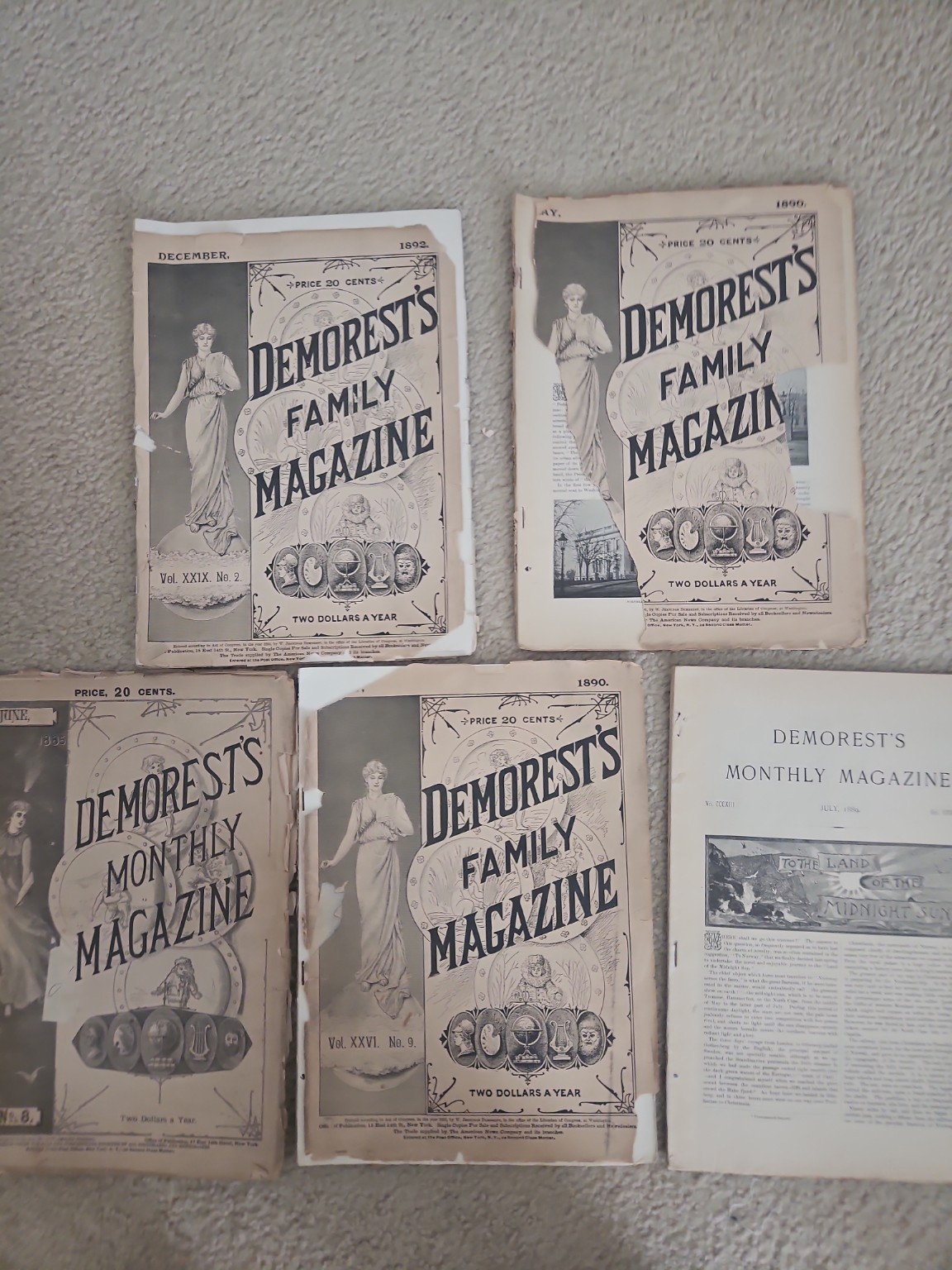Antique Demorest\'s Family Magazine Lot 1889-1892 Victorian Fashion Ephemera
