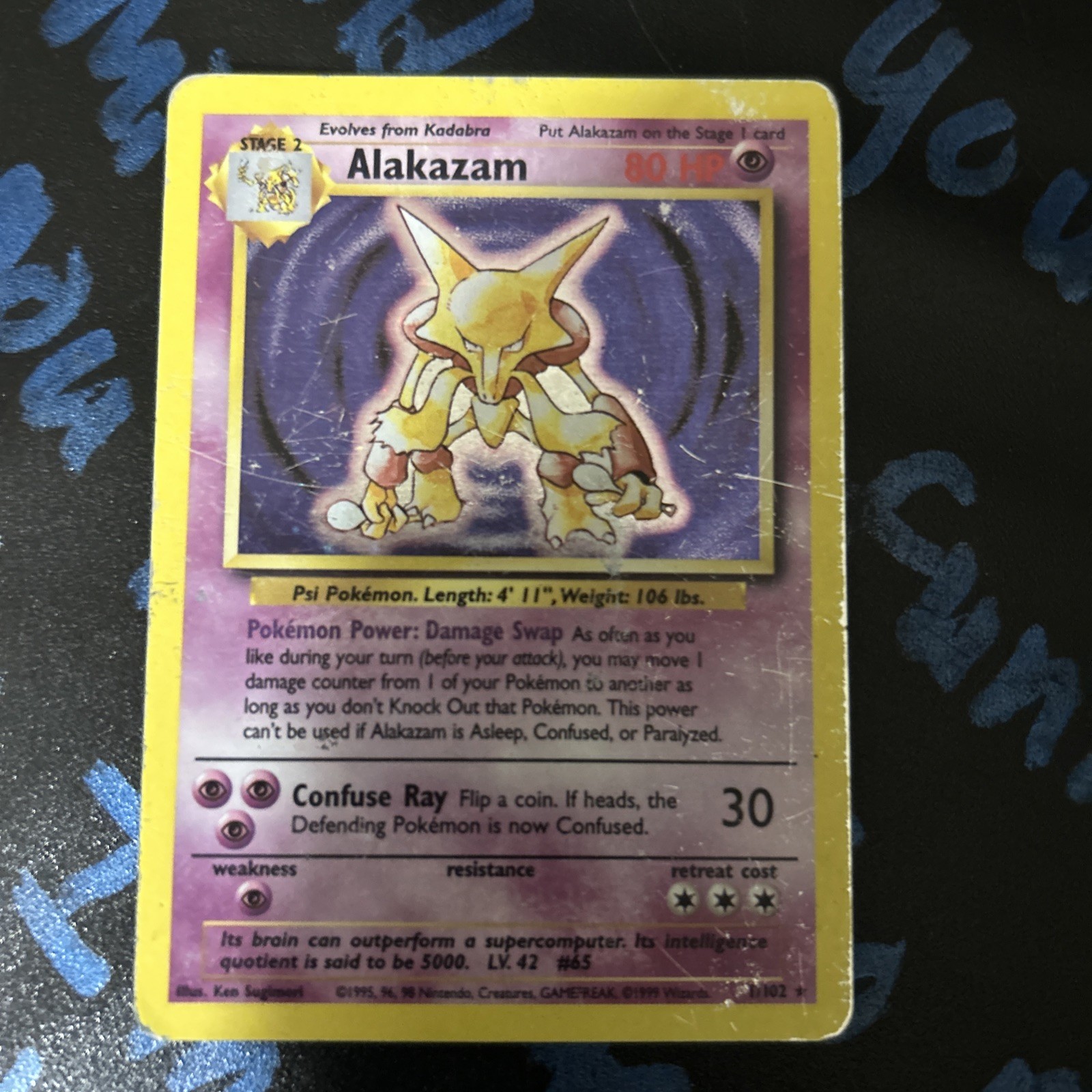 Pokemon Alakazam 1/102 Base Set Holo No/hp WoTC Unlimited
