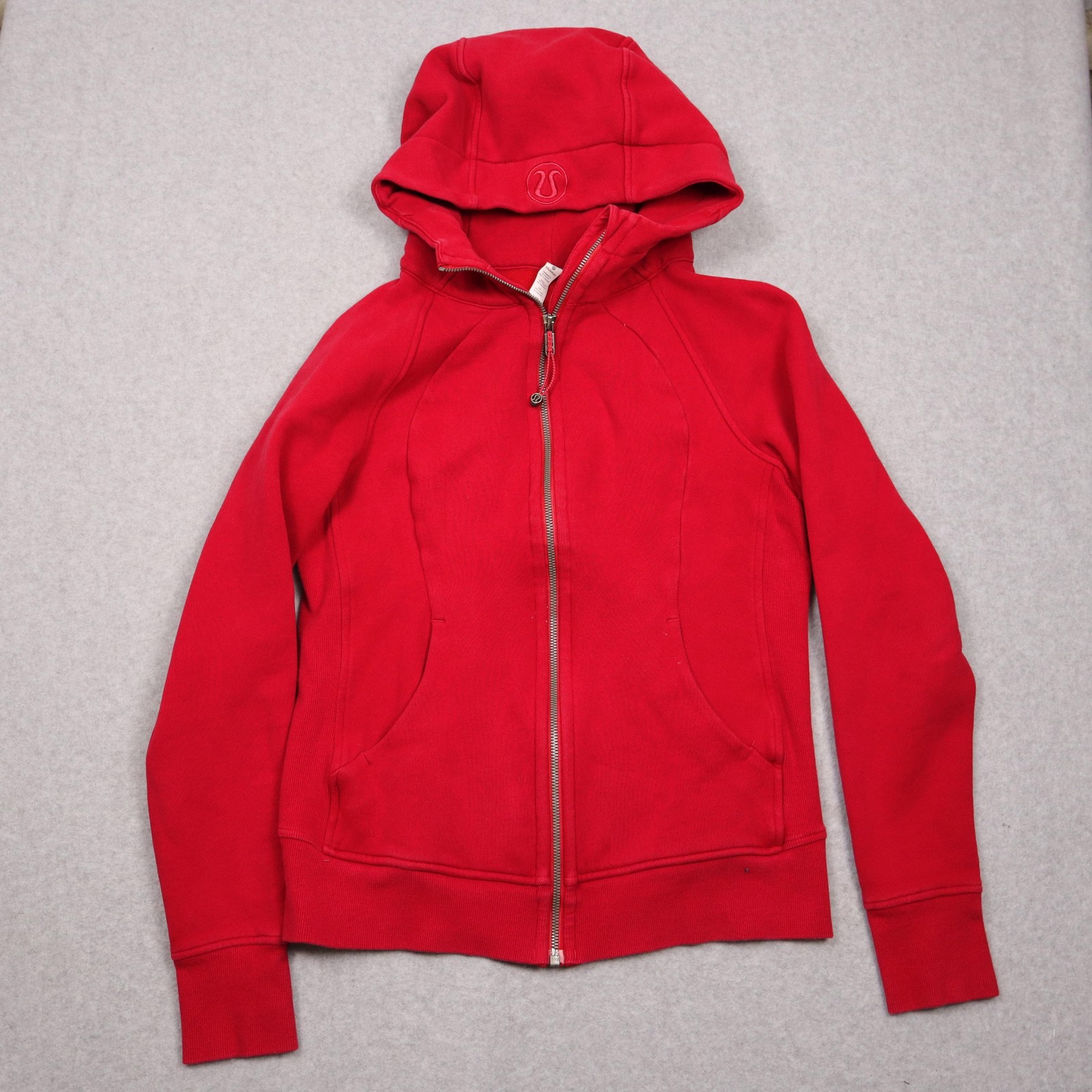Lululemon Scuba Hoodie Womens 8 Red Full Zip Fleece Thumbholes Logo Jacket Lululemon Scuba Hoodie Womens 8 Red Full Zip Fleece Thumbholes Logo Jacket