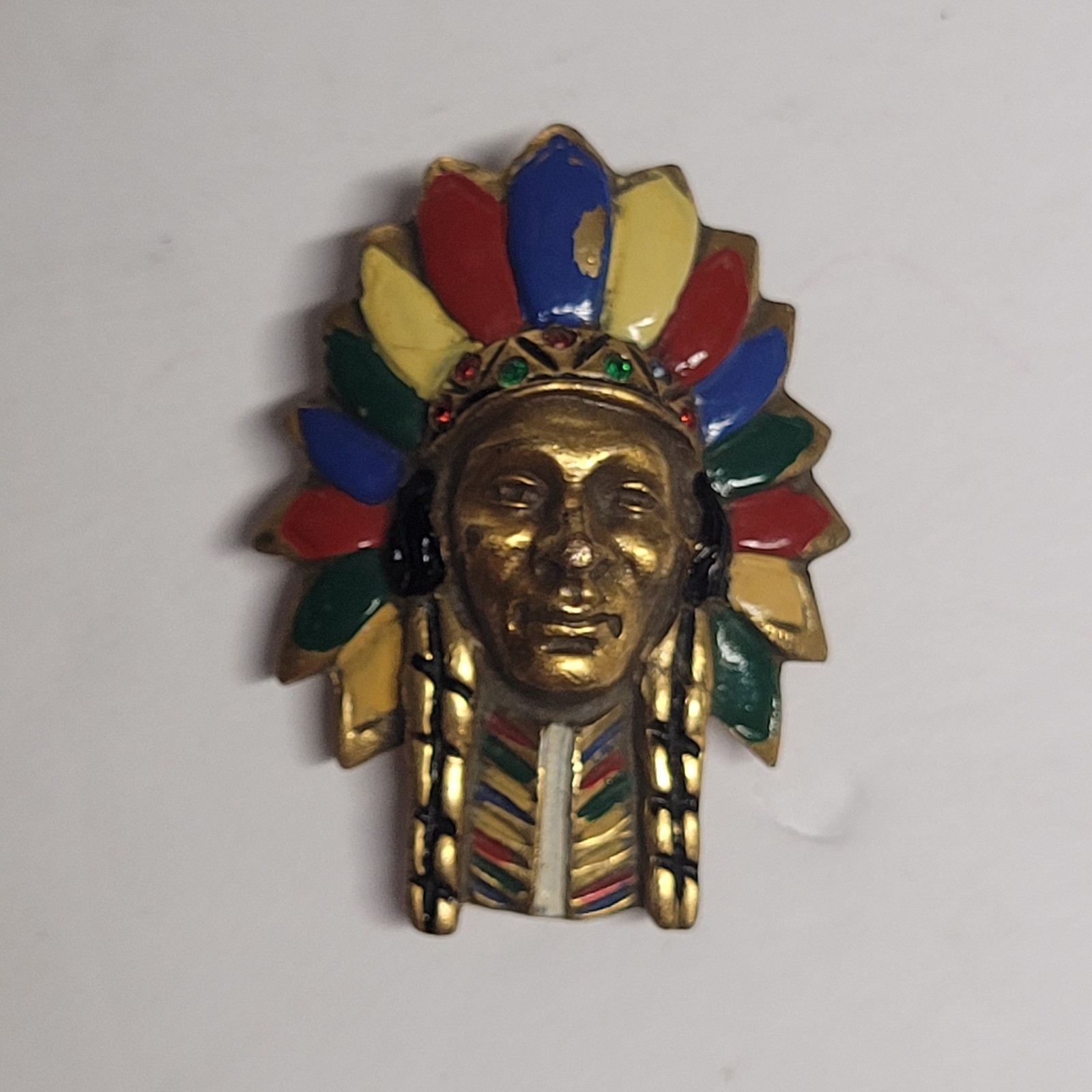 40's Fur / Dress Clip - Native Chief - Unsigned Coro - Costume Jewelry 40's Fur / Dress Clip - Native Chief - Unsigned Coro - Costume Jewelry