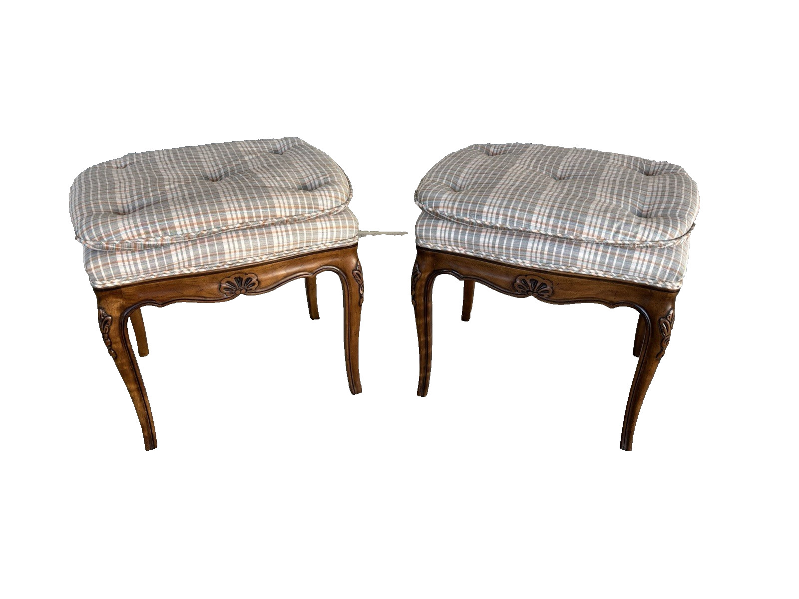 KINDEL COUNTRY FRENCH TUFTED PILLOW TOP FOOT STOOLS - A PAIR (FREE SHIPPING)