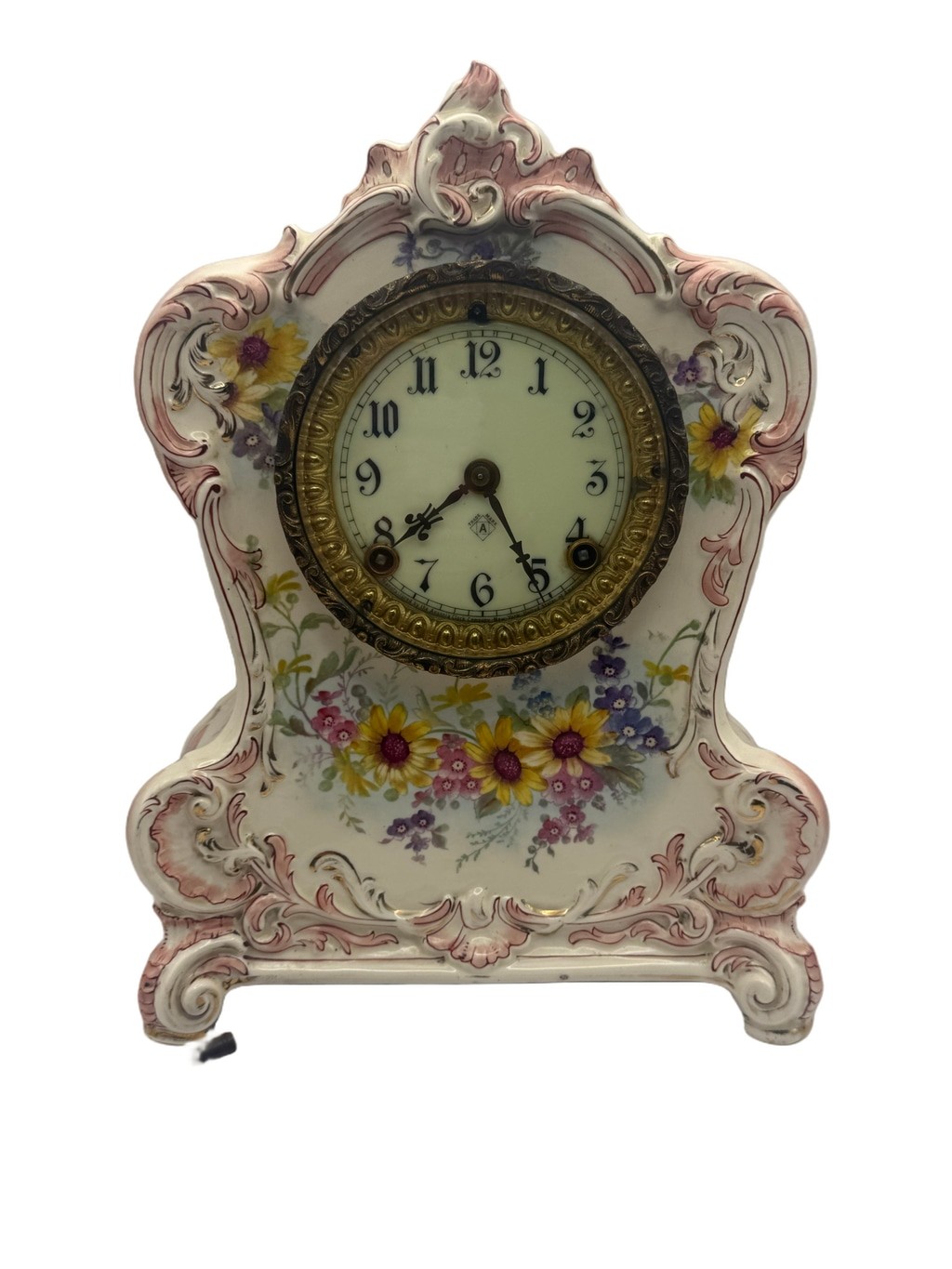 Antique Ansonia Royal Bonn La Clair Porcelain Mantel Clock 8 Day Key Wind Floral Antique Ansonia Royal Bonn La Clair Porcelain Mantel Clock 8 Day Key Wind Floral