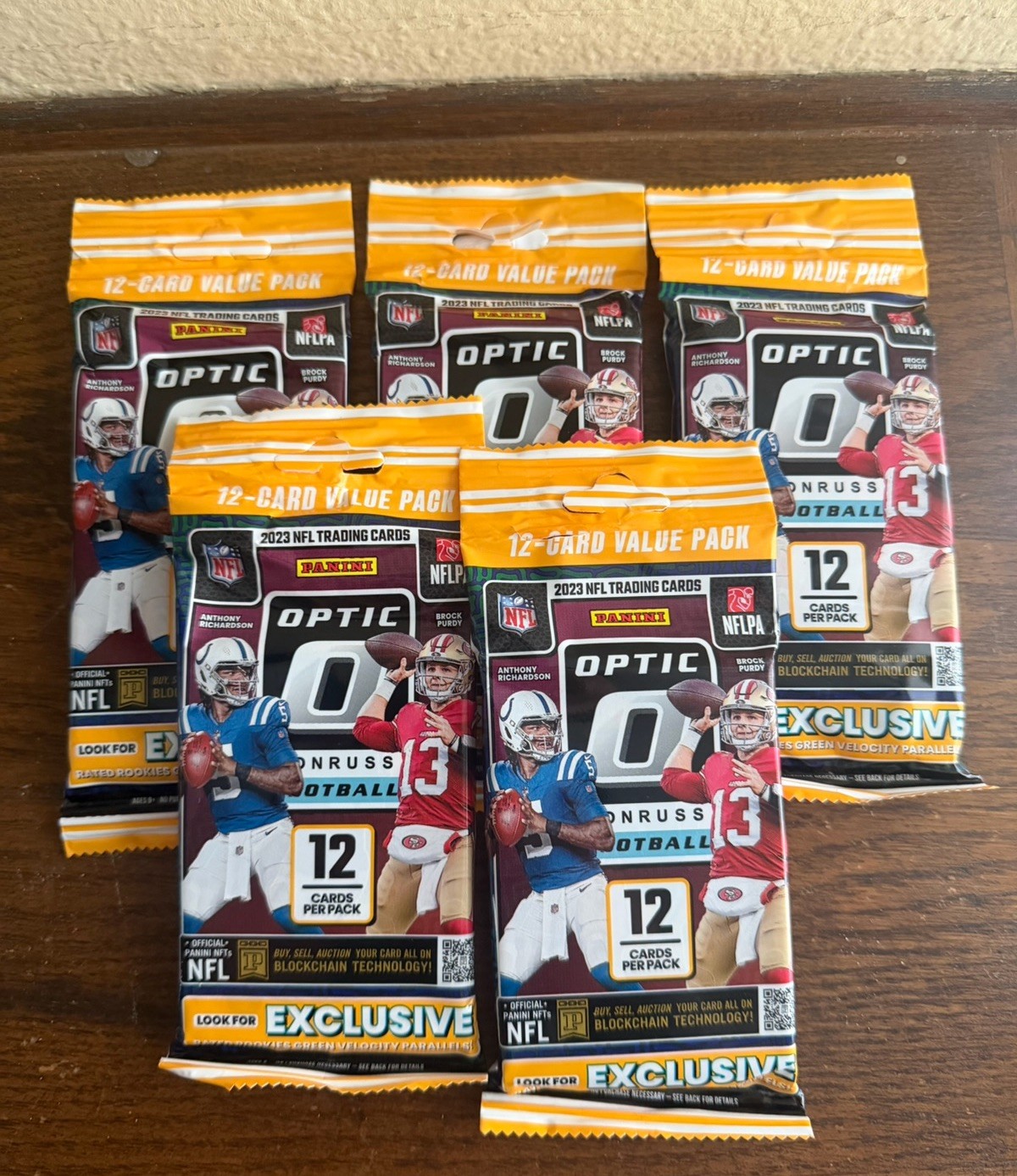2023 Panini Optic Football NFL Value Fat Pack Cello Lot 5 Factory Sealed Packs 2023 Panini Optic Football NFL Value Fat Pack Cello Lot 5 Factory Sealed Packs