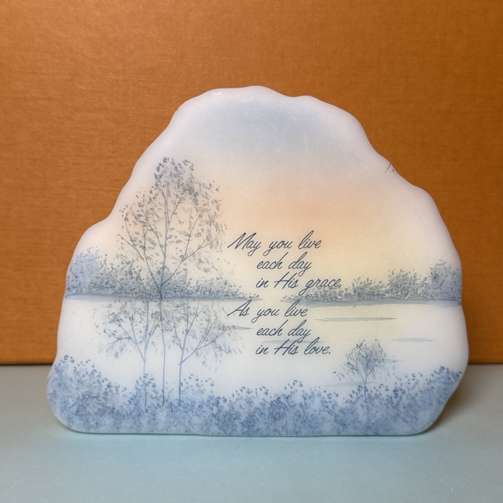 Vtg Fenton Hand Painted Iceberg Glacier Vtg Fenton Hand Painted Iceberg Glacier
