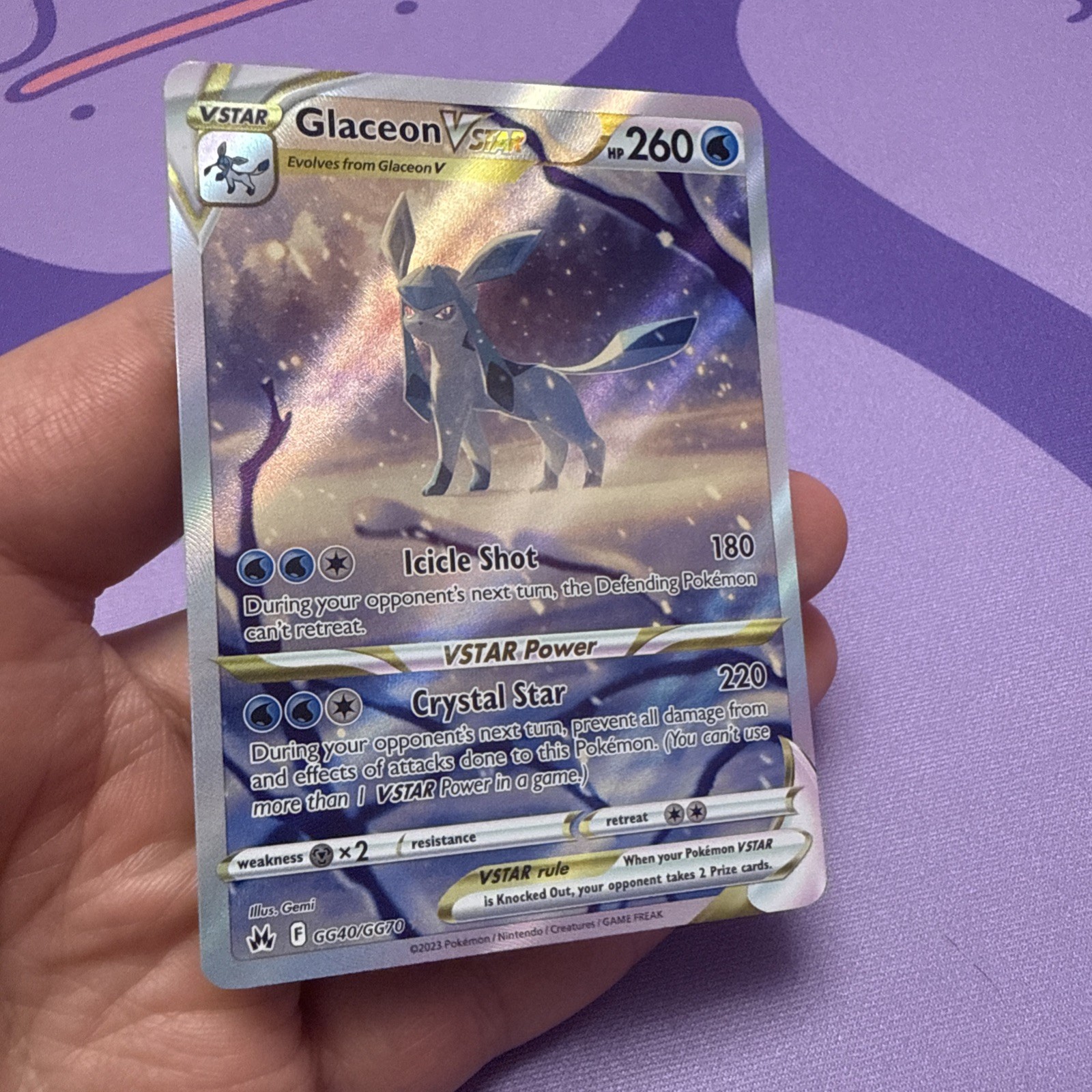 Glaceon VSTAR GG40/GG70 SWSH: Crown Zenith: Galarian Gallery Holo NM English