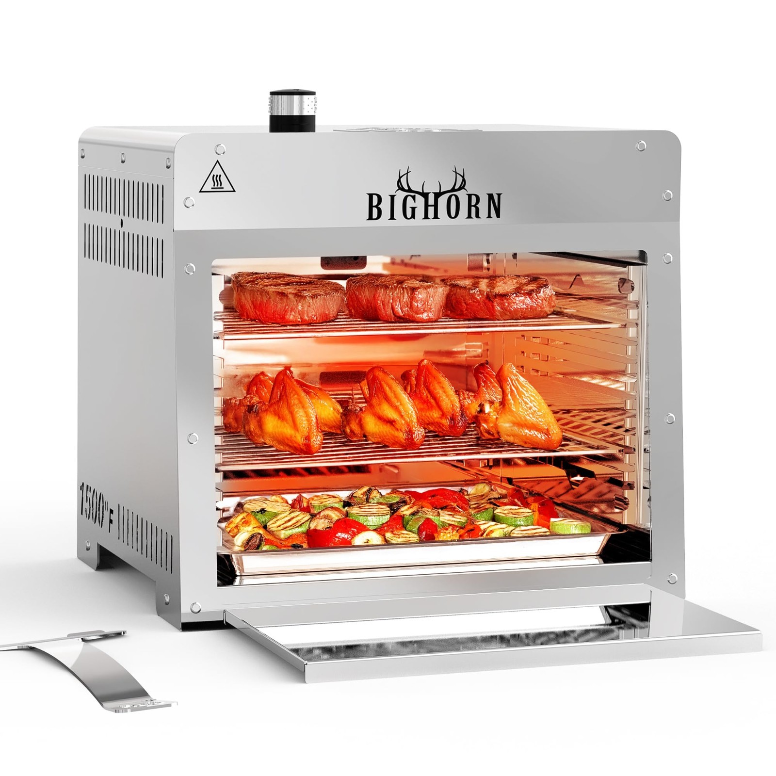 BIG HORN OUTDOOR 1500°F Propane Gas Grill S/s Infrared Steak Grill with Stone
