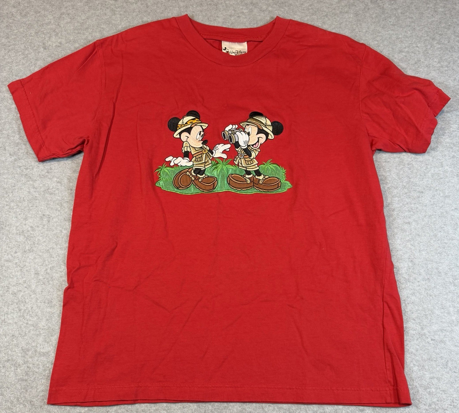 Vintage Walt Disney World Mickey and Minnie Mouse Safari Embroidered T-Shirt Vintage Walt Disney World Mickey and Minnie Mouse Safari Embroidered T-Shirt