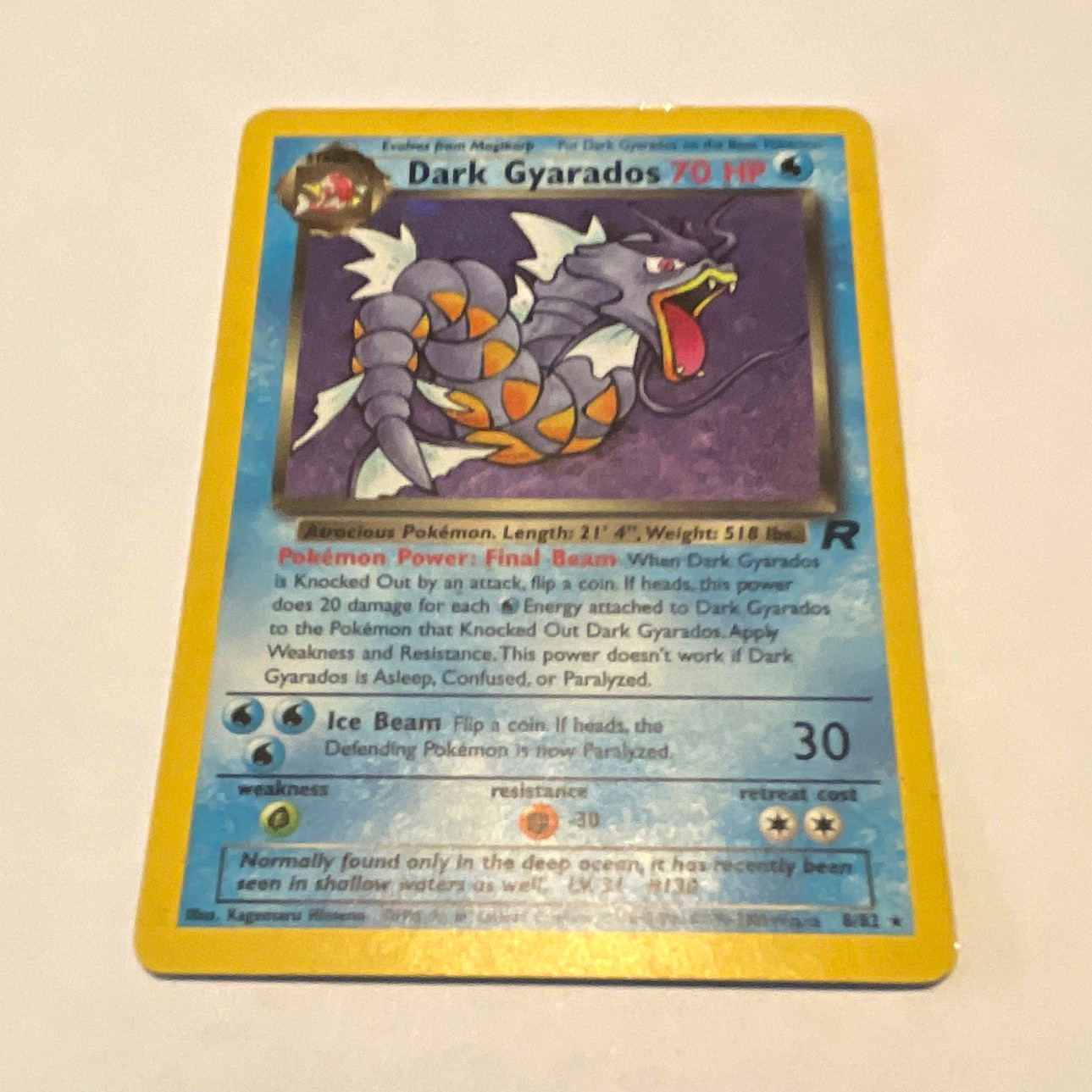 WOTC Pokémon TCG Dark Gyarados 8/82 Team Rocket Holo Rare 70 HP English WOTC Pokémon TCG Dark Gyarados 8/82 Team Rocket Holo Rare 70 HP English