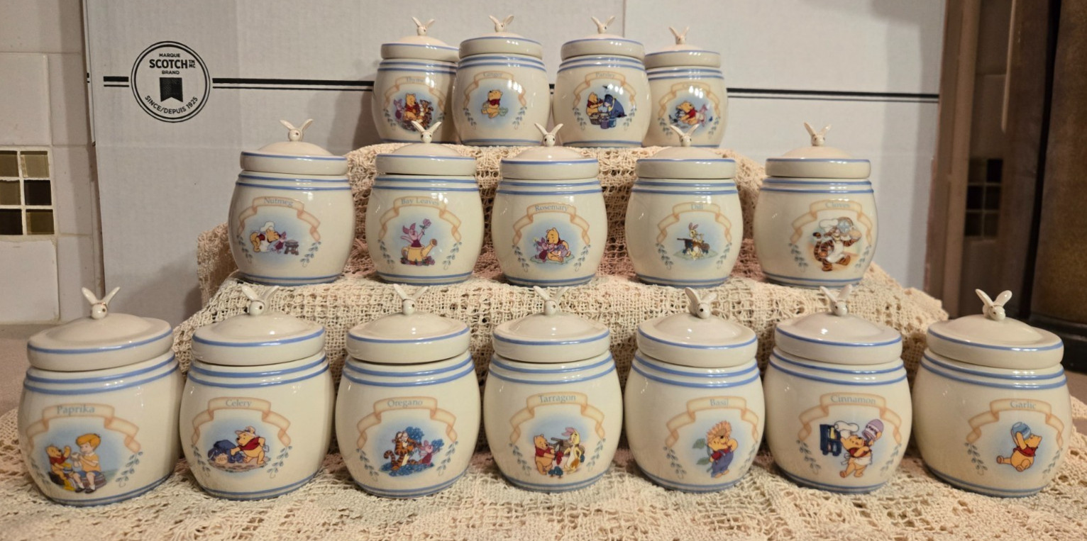 2000 LENOX DISNEY- Set of 16 - The Pooh Pantry Spice Jars
