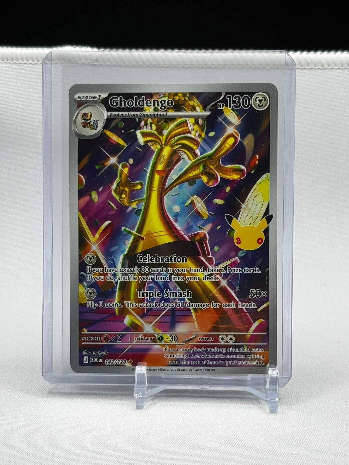Gholdengo 142/128 30th Anniversary Illustration Rare Pokemon