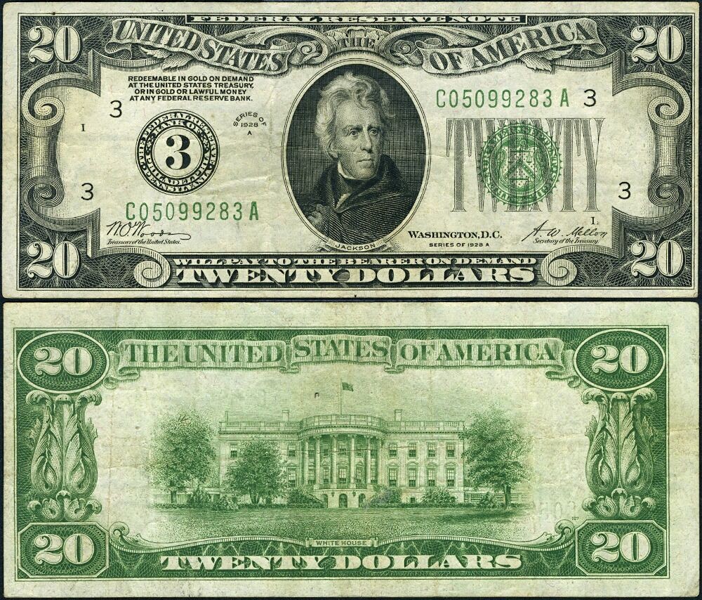FR. 2051 C $20 1928-A Federal Reserve Note Philadelphia C-A Block VF