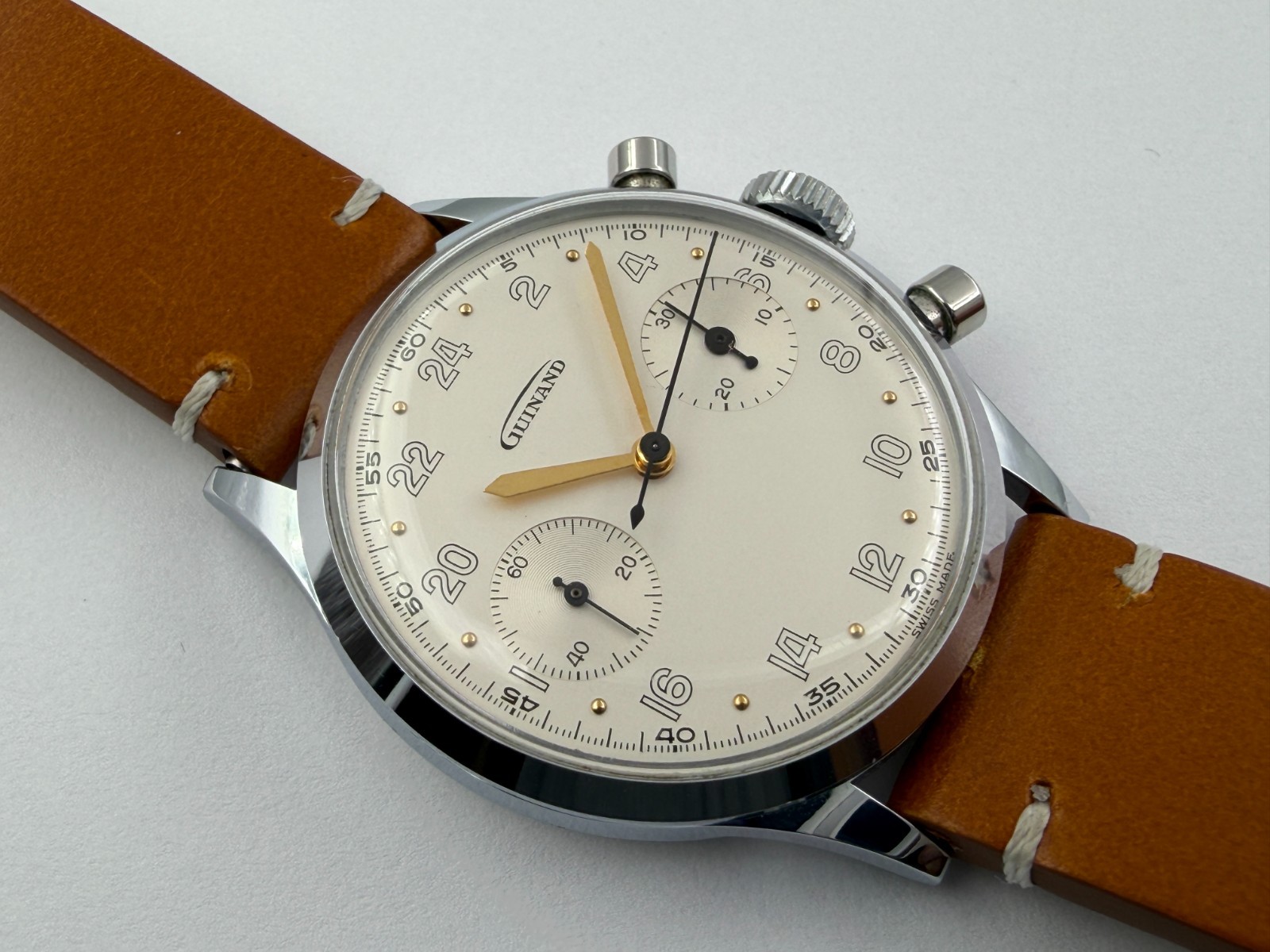 Vintage GUINAND Manual Wind Military Pilot´s Chronograph Cal Valjoux 7730 - 35mm