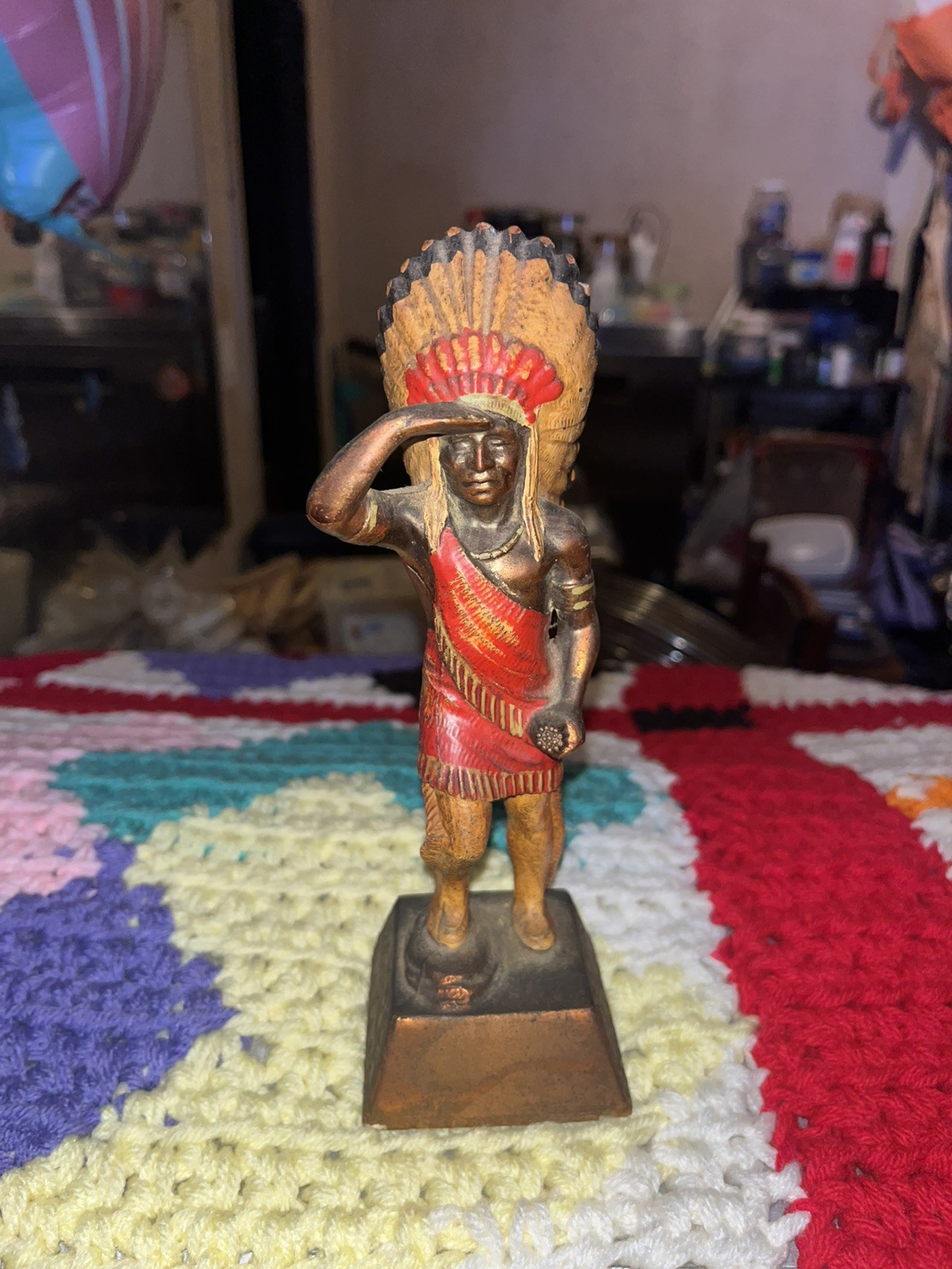 VINTAGE EVAN\'S CIGAR STORE INDIAN CHIEF TOBACCO STAND UP TABLE LIGHTER/RARE VINTAGE EVAN\'S CIGAR STORE INDIAN CHIEF TOBACCO STAND UP TABLE LIGHTER/RARE