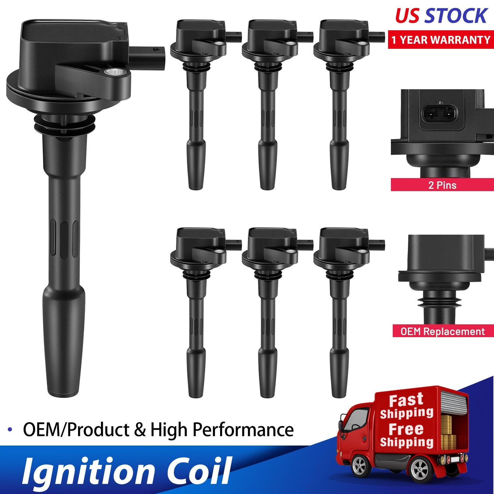 7PC Ignition Coils & Iridium Spark Plugs Fit For 2001-2003 Dodge Stratus 2.0L 7PC Ignition Coils & Iridium Spark Plugs Fit For 2001-2003 Dodge Stratus 2.0L