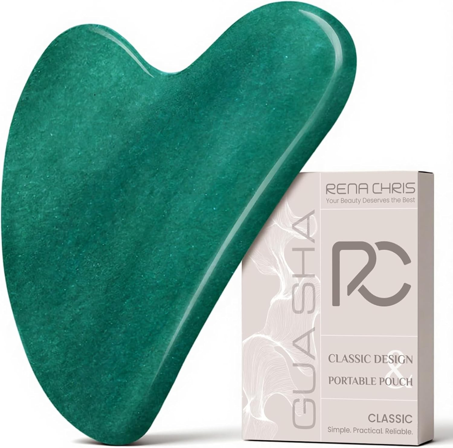 Rena Chris Gua Sha Facial Tools: Jade Stone Guasha Tool for Face Acupuncture