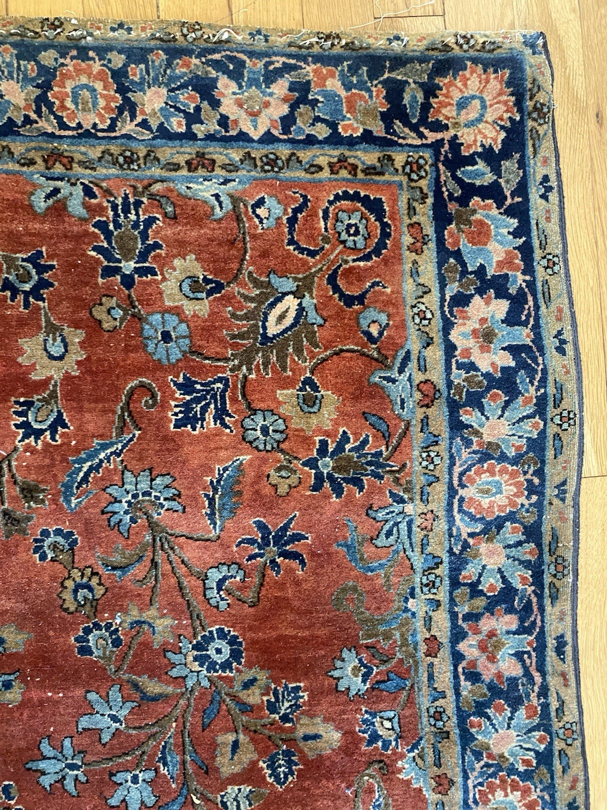 Vintage Rug 3' 6 x 4' 11 Terracotta Hand Knotted Farmhouse Small Oriental Rug Vintage Rug 3' 6 x 4' 11 Terracotta Hand Knotted Farmhouse Small Oriental Rug