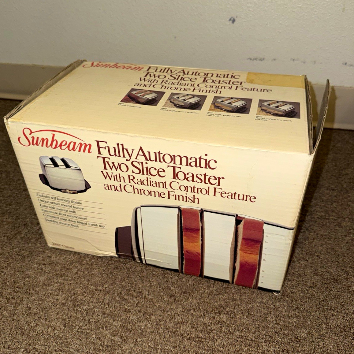 NOS Vintage Sunbeam Deluxe Automatic Radiant Control Toaster Chrome NIB Manuals