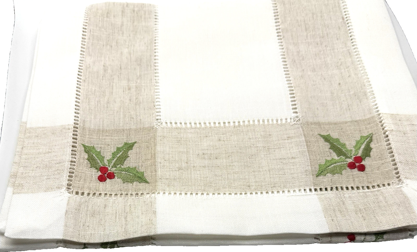 NWOT CHARLES GALLEN IRELAND Easy Care Poly/Linen Holly Table Runner 14\ NWOT CHARLES GALLEN IRELAND Easy Care Poly/Linen Holly Table Runner 14\