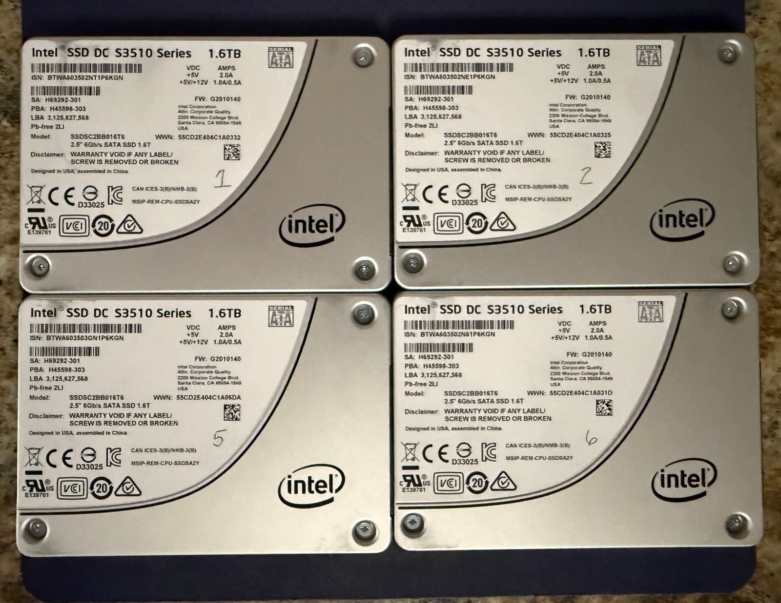 Intel DC S3510 1.6TB Enterprise SSD – 97–99% Life Tested No Errors