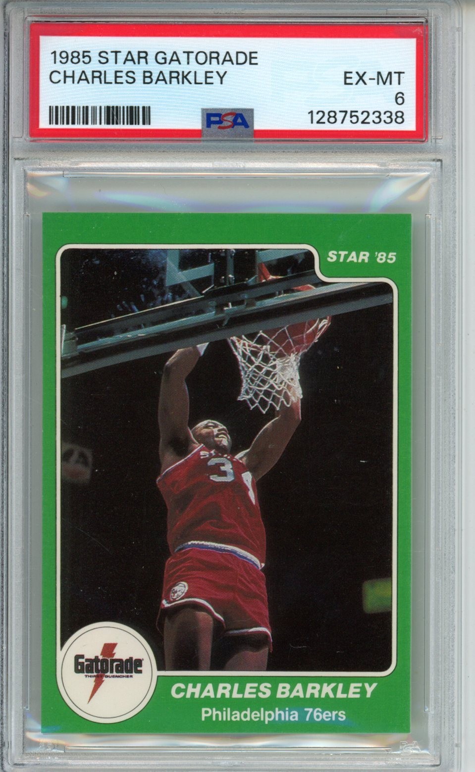1984-85 Star Gatorade Charles Barkley PSA 6 Rookie Philadelphia 76ers 1984-85 Star Gatorade Charles Barkley PSA 6 Rookie Philadelphia 76ers