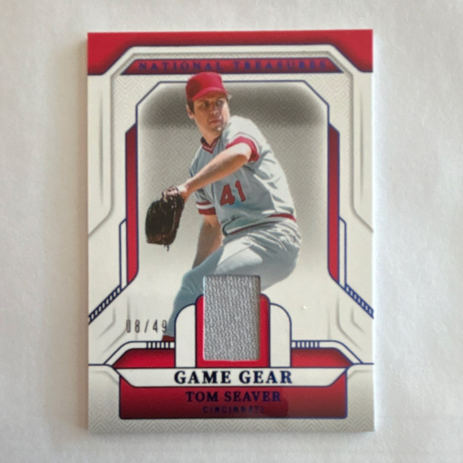 Panini 2025 National Treasures Tom Seaver Reds Game Gear Blue #GGS-TS 08/49 Panini 2025 National Treasures Tom Seaver Reds Game Gear Blue #GGS-TS 08/49