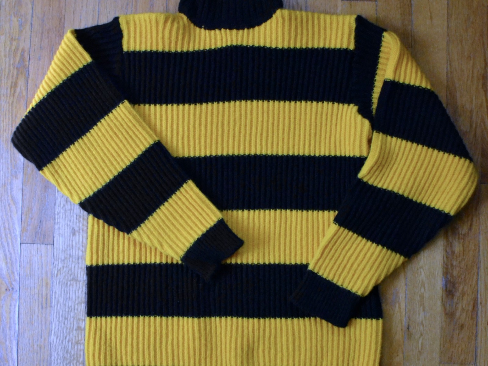 Vintage 1960s Striped Turtleneck Sweater Black Gold Rugby Stripe Orlon Mens M