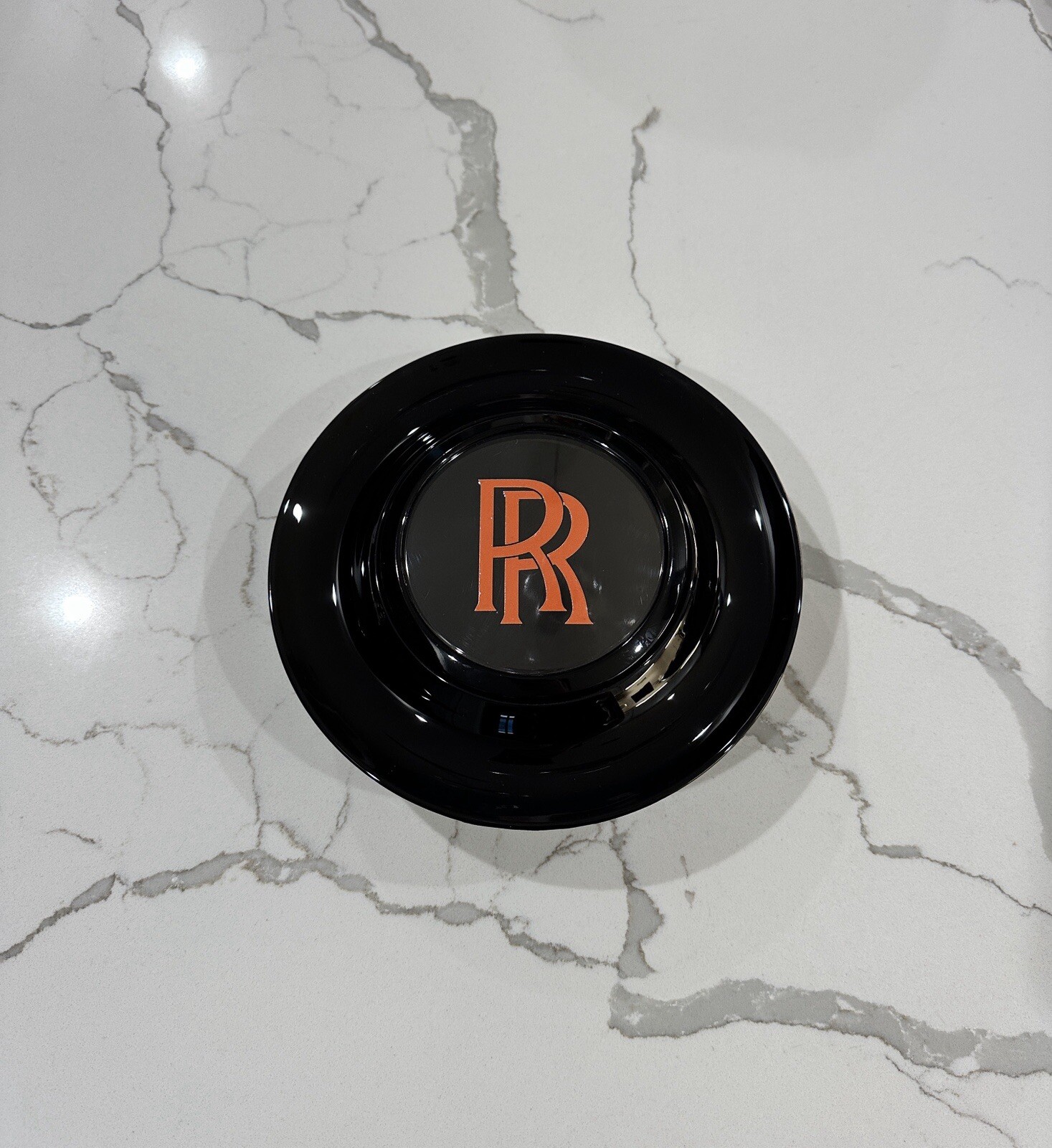 1 Pc Floating Hub Cap Rolls Royce (Black & Orange)