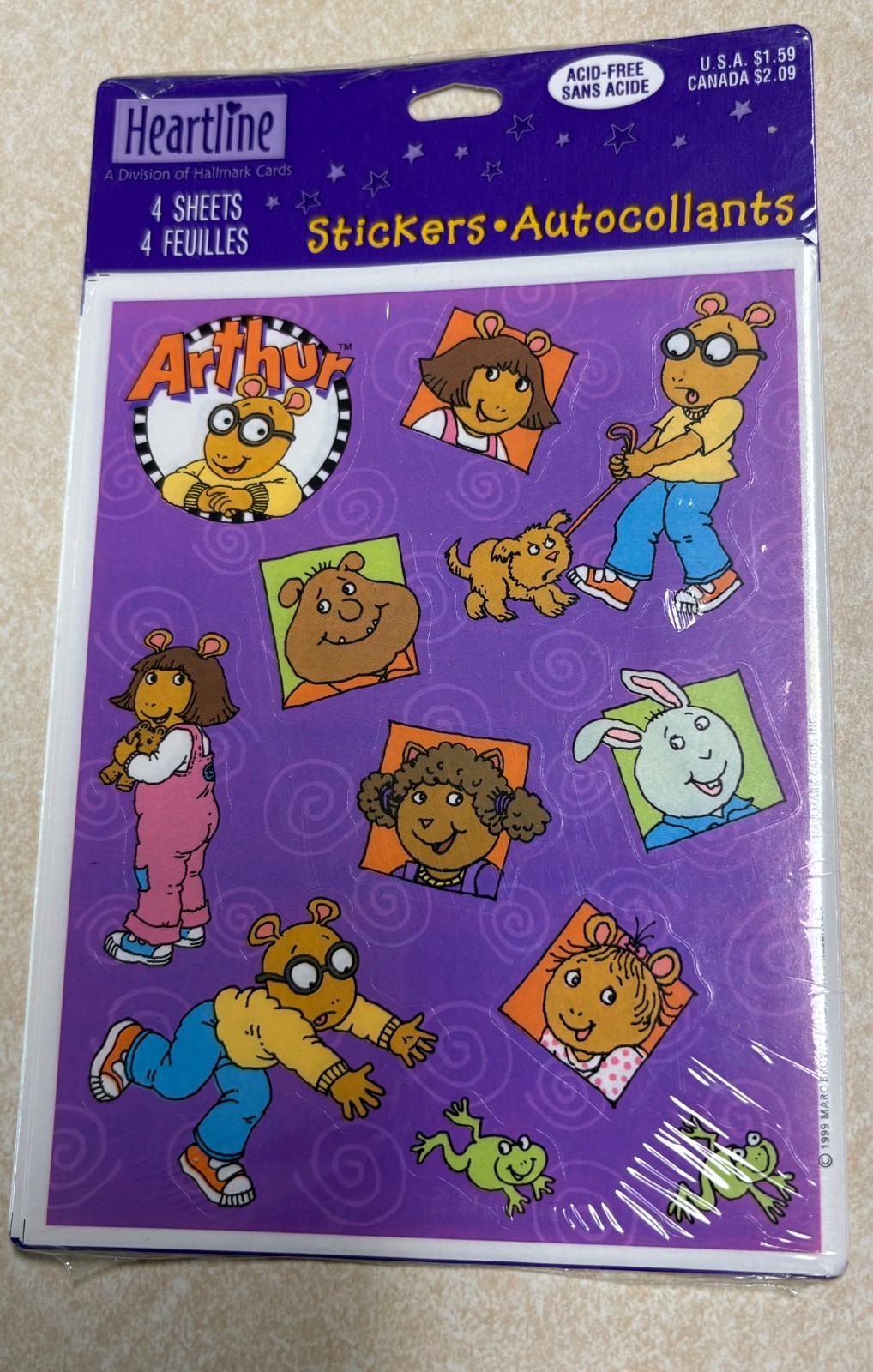 Vintage Arthur PBS Hallmark Stickers Pack - New