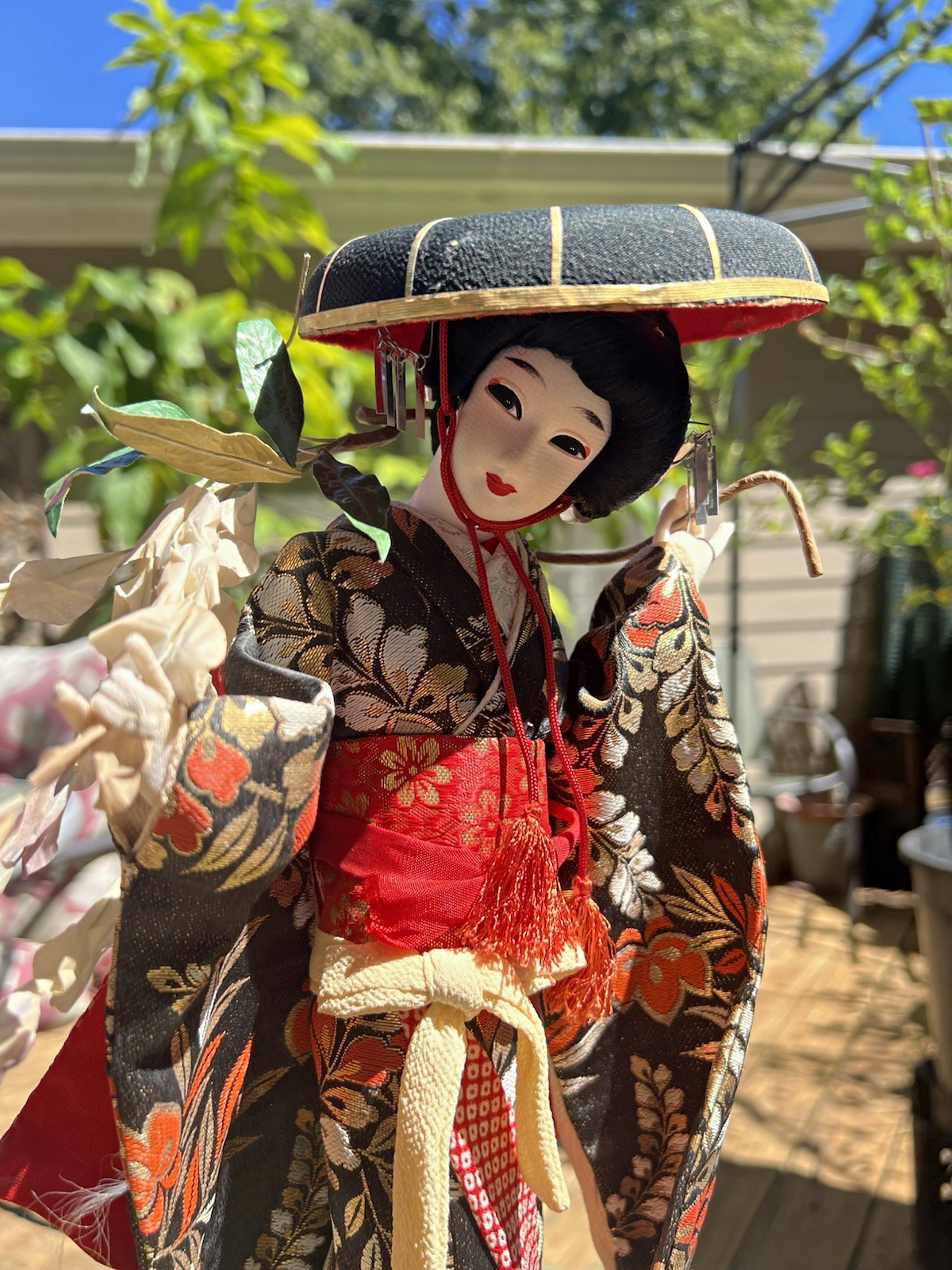 Vintage Japanese Fujimusume “Wisteria Maiden” Kabuki Display Doll – 16” Tall Vintage Japanese Fujimusume “Wisteria Maiden” Kabuki Display Doll – 16” Tall