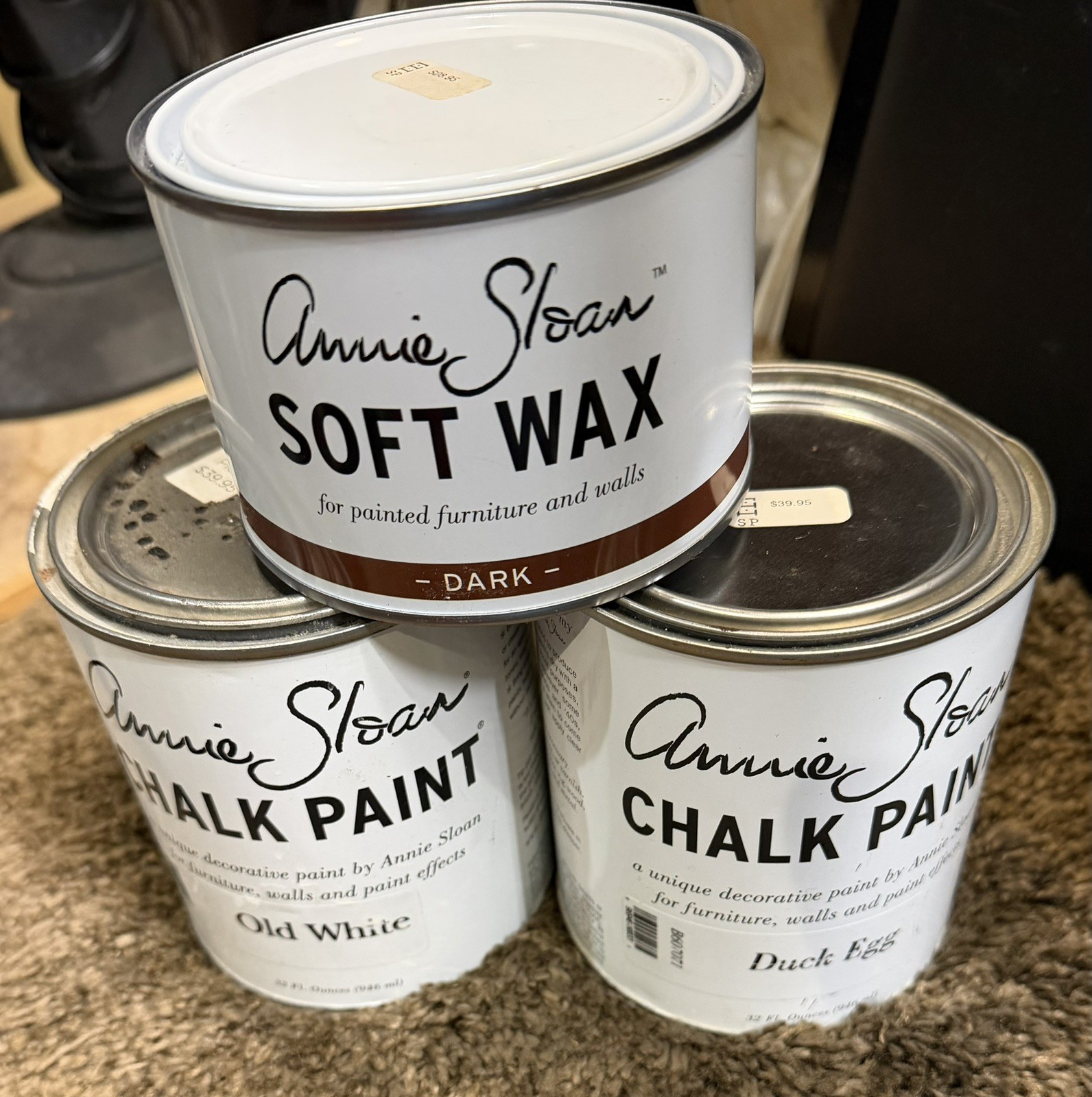 Annie Sloan Chalk Paint® Old White, Duck egg and Dark soft wax (3)