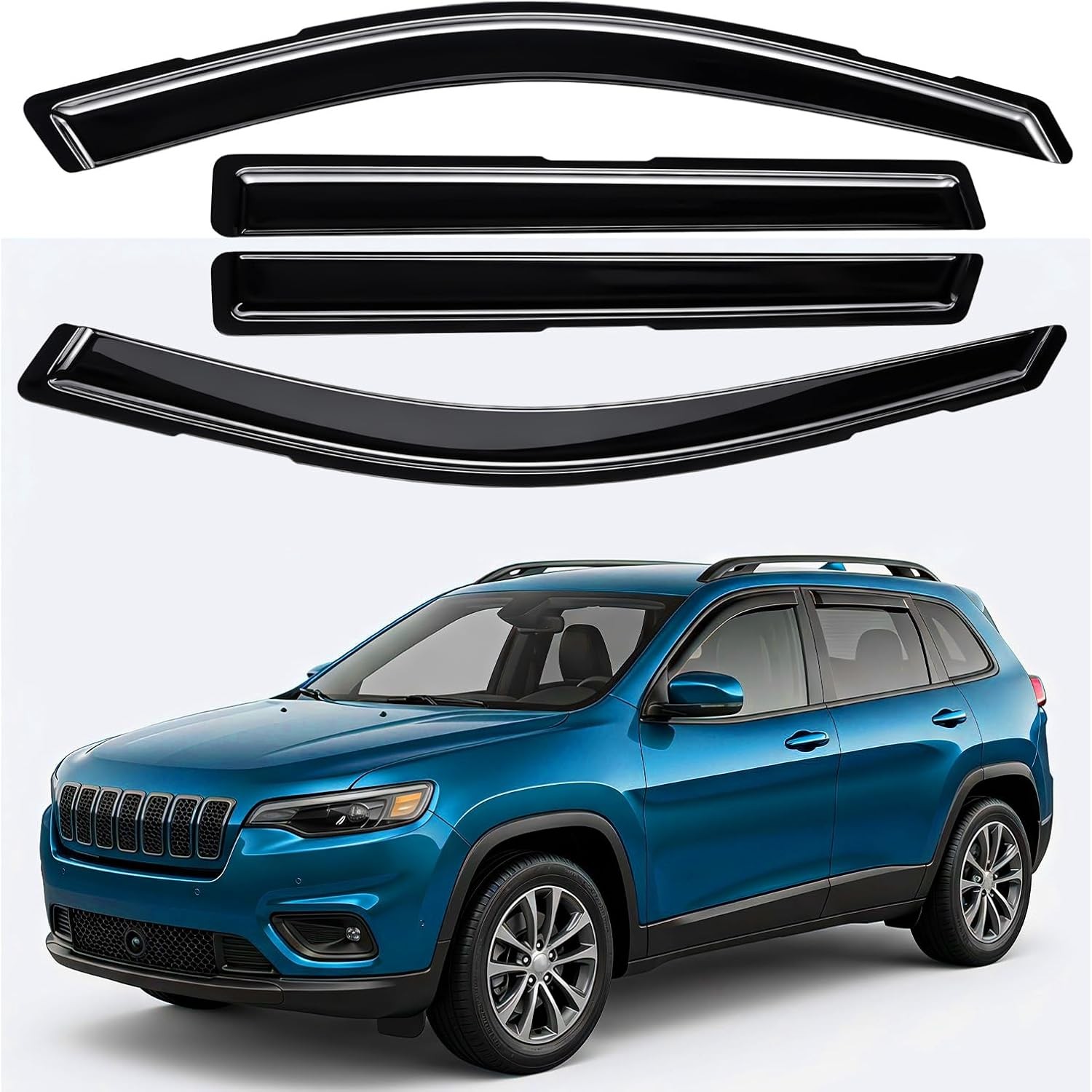 In-Channel Rain Guards for Jeep Cherokee 2014-2023 4 PCS Window Visors
