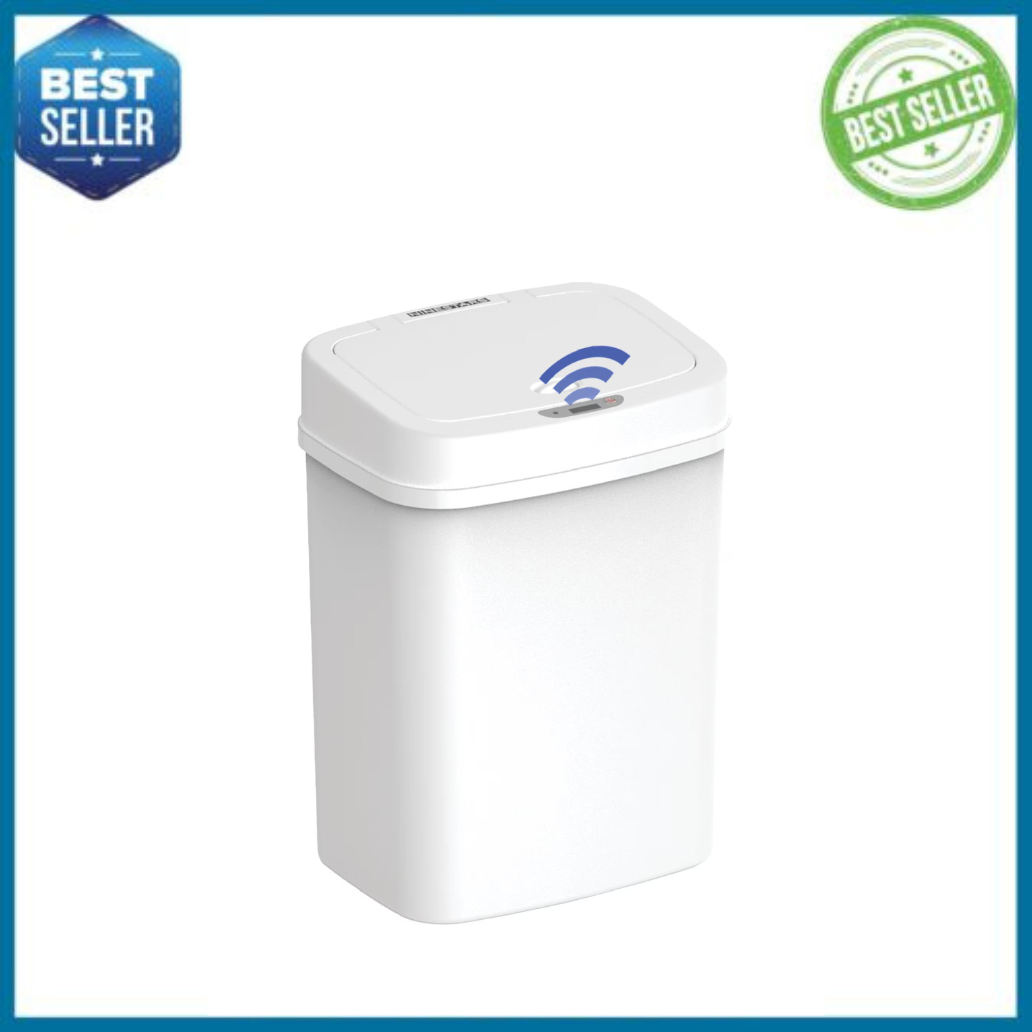 Nine Stars 3.2 Gal Touchless Bathroom Trash Can White Plastic Automatic Lid