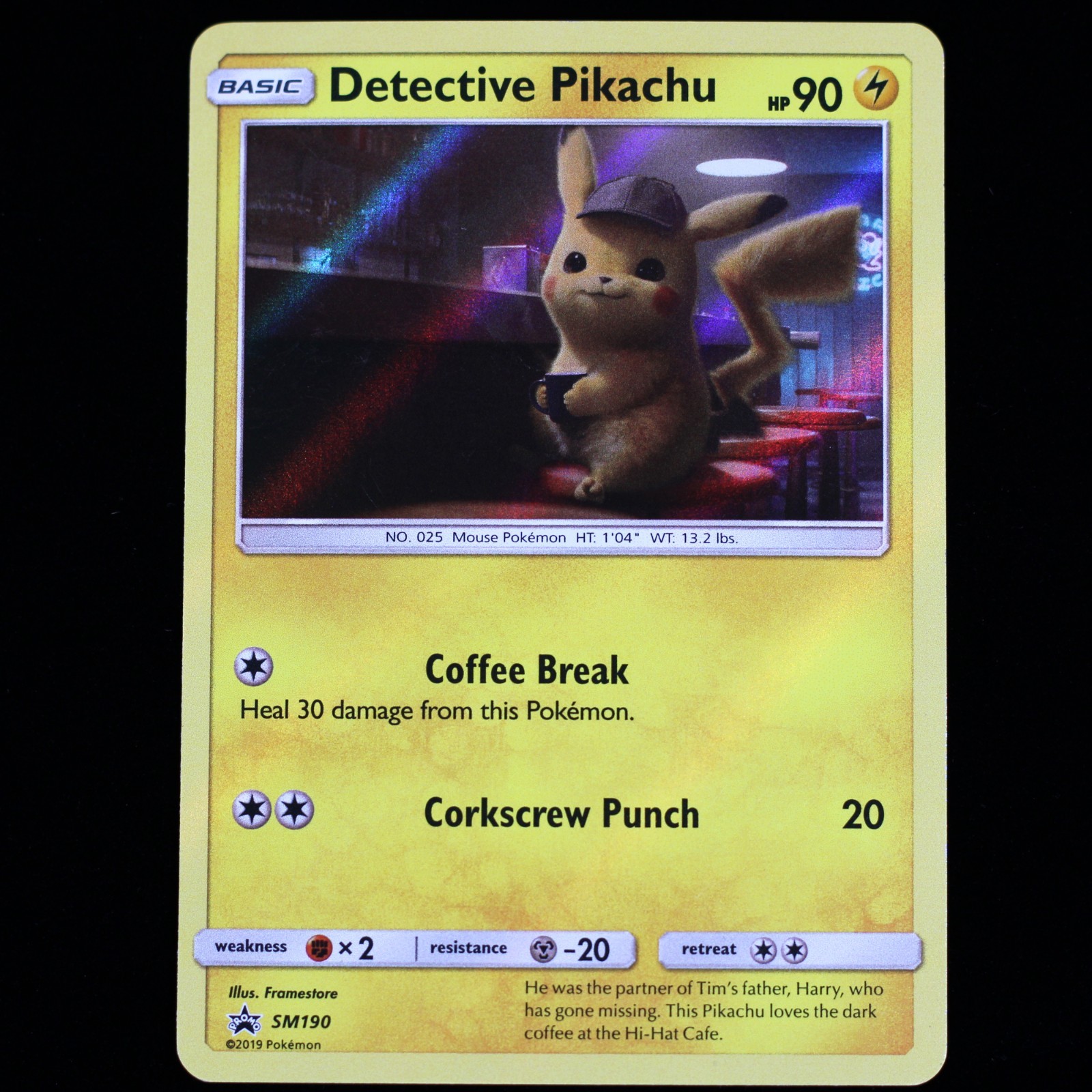Pokémon TCG Detective Pikachu SM190 Black Star Promo Holo Card 2019 NM