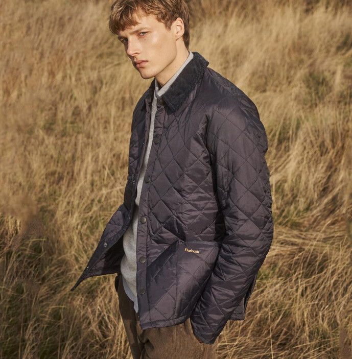 Barbour Men\'s Liddesdale Quilted Jacket in Navy MSRP $ 265 British Heritage