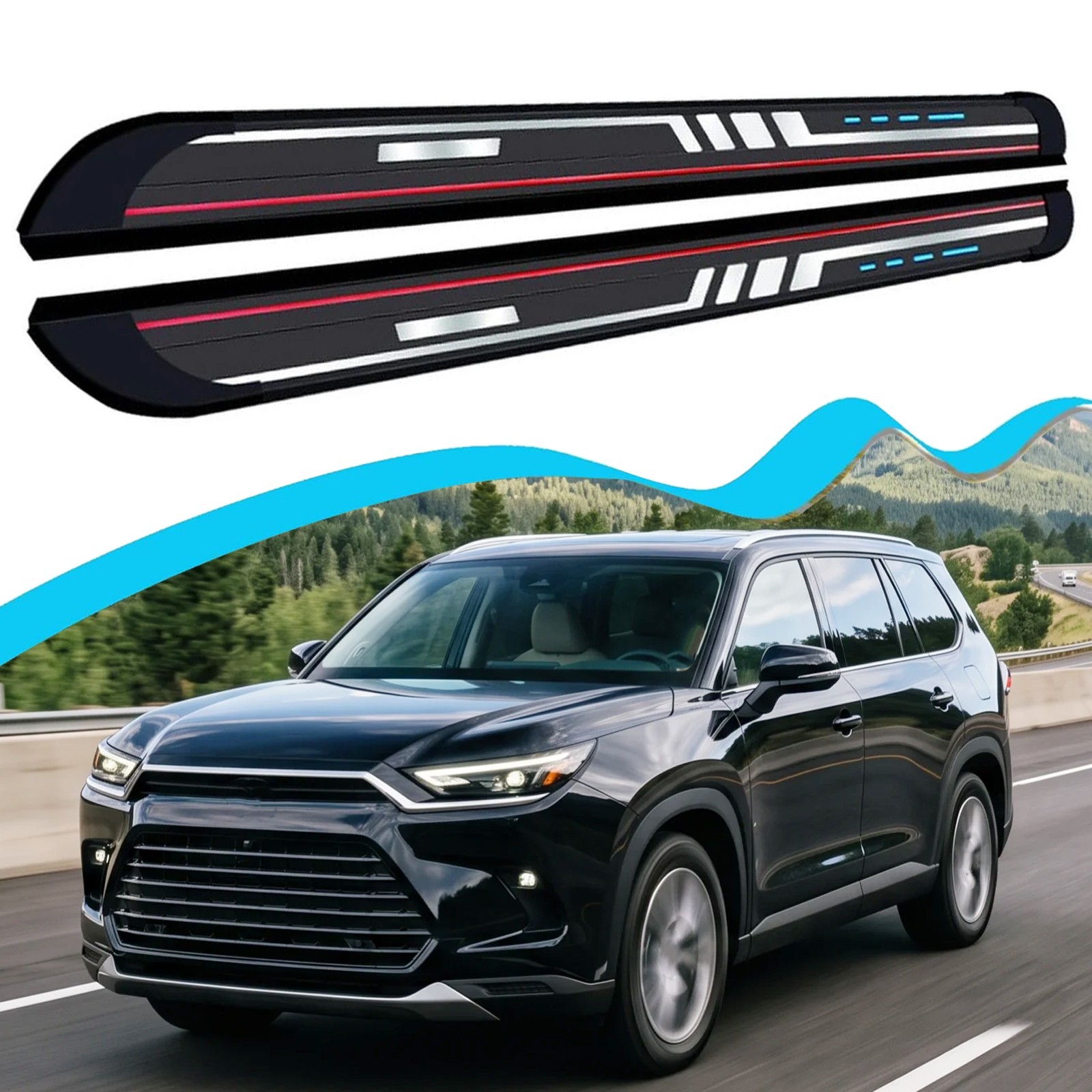 Alu Running Board Fit Toyota Grand Highlander 2024-2026 Side Step Pedal Nerf Bar Alu Running Board Fit Toyota Grand Highlander 2024-2026 Side Step Pedal Nerf Bar