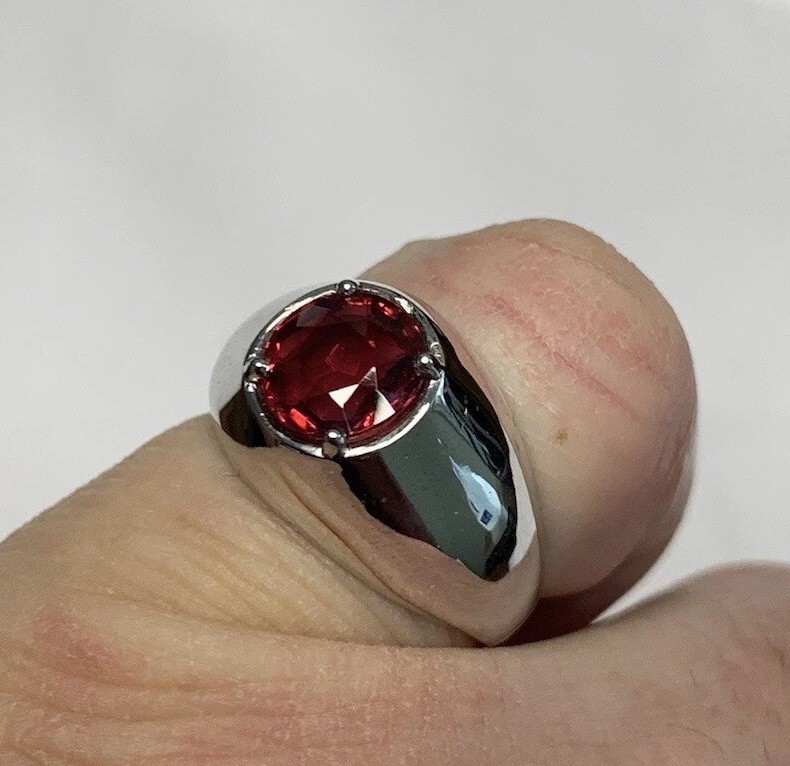 Men’s Or Women’s 14k White Gold Appx 3 Ct Red Spinel Ring Natural Untreated Men’s Or Women’s 14k White Gold Appx 3 Ct Red Spinel Ring Natural Untreated