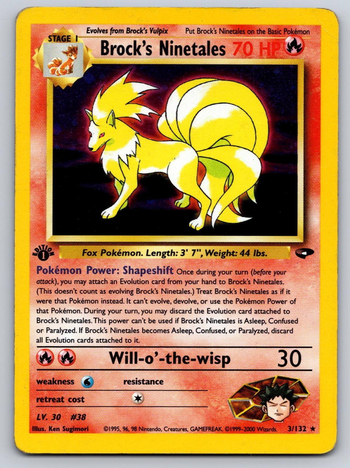 Brock's Ninetales 3/132 Rare Gym Challenge Pokemon 1st Edition Holo Brock's Ninetales 3/132 Rare Gym Challenge Pokemon 1st Edition Holo
