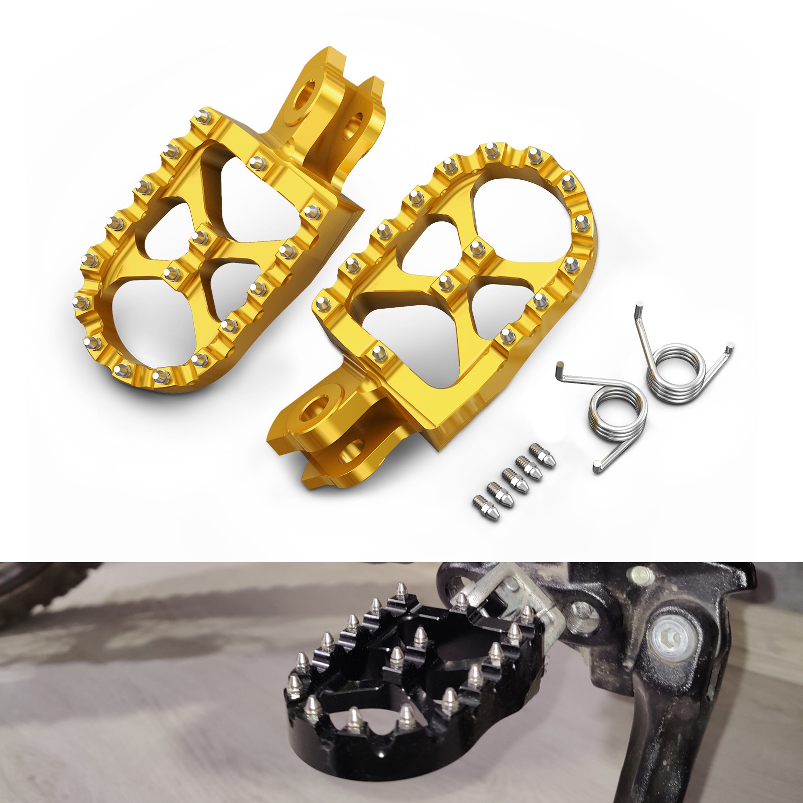 NICECNC Billet Wide Foot Pegs Footrests Pedal For Suzuki RMZ250 RMZ450 2010-2024 NICECNC Billet Wide Foot Pegs Footrests Pedal For Suzuki RMZ250 RMZ450 2010-2024