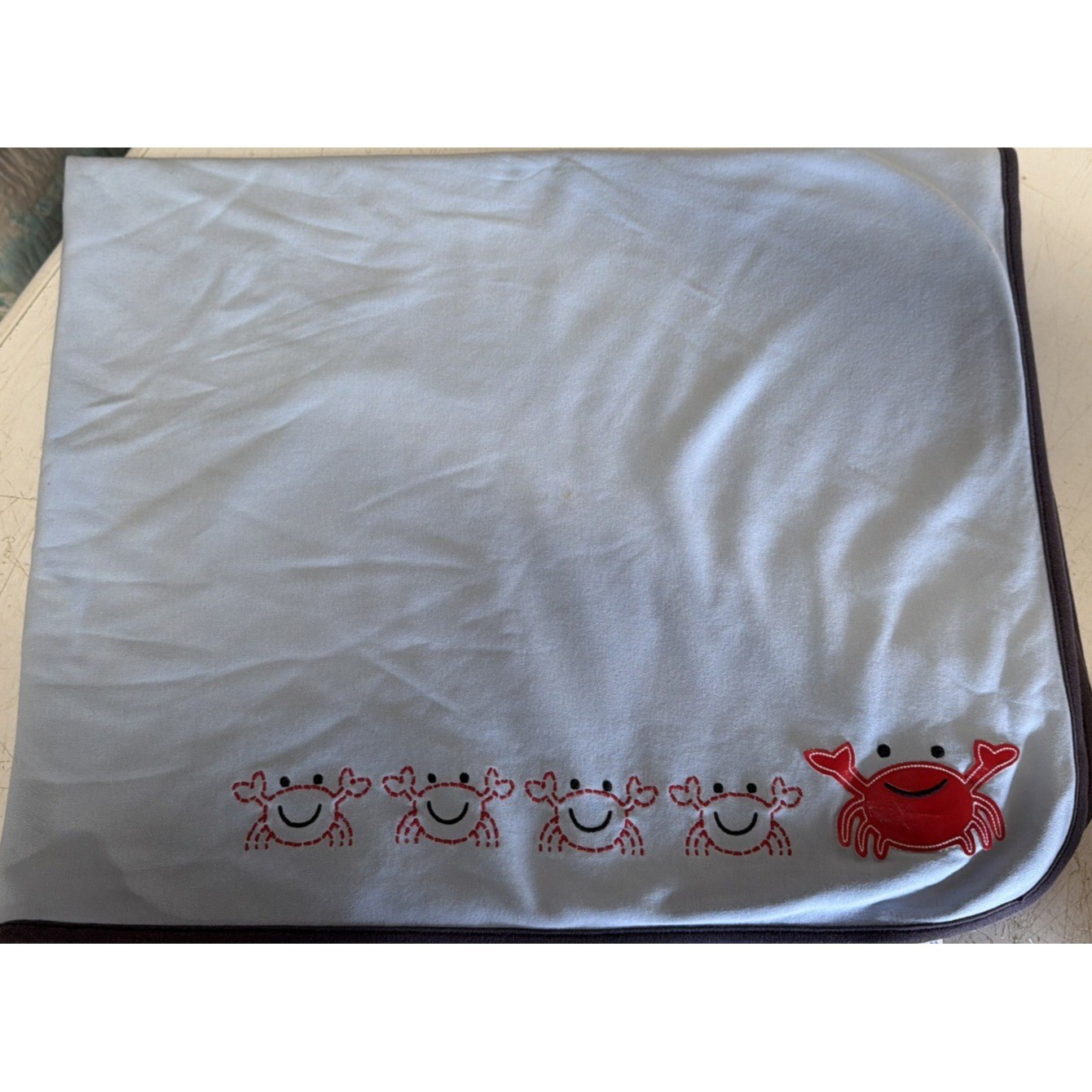 Vintage 2001 Gymboree Baby Blanket Blue White Whale Crab Ocean Nautical Cotton Vintage 2001 Gymboree Baby Blanket Blue White Whale Crab Ocean Nautical Cotton