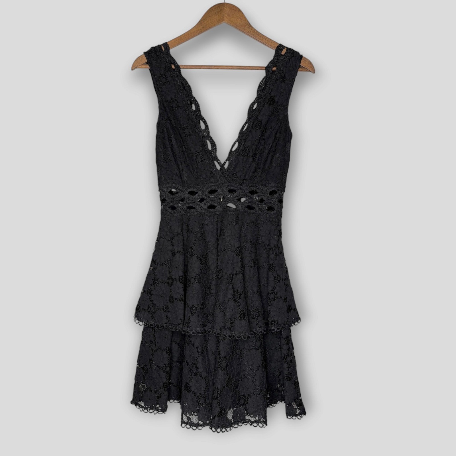 NWT She & Sky Little Black Dress Eyelet Lace Boutique Whimsygoth Chic LBD Small