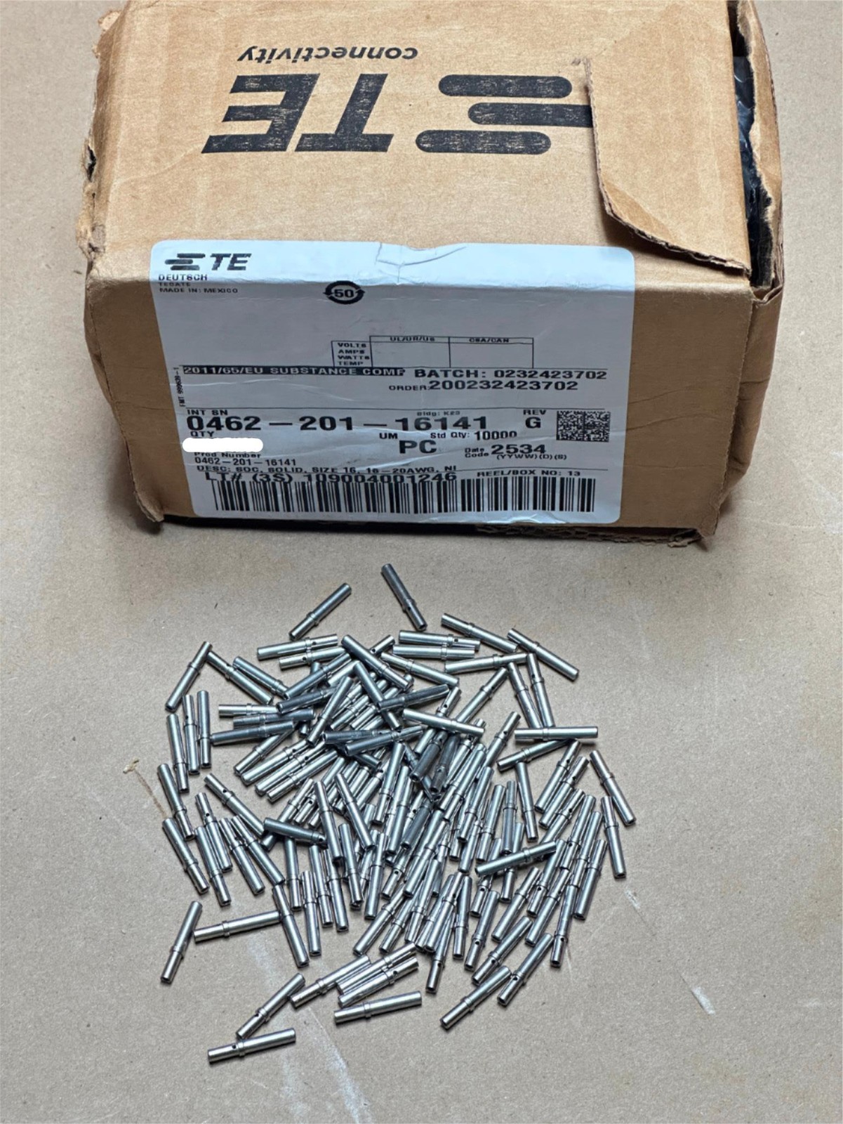 100x Pk Lot TE Connectivity Automotive Connector Female Terminal Pins Sz16 16-20