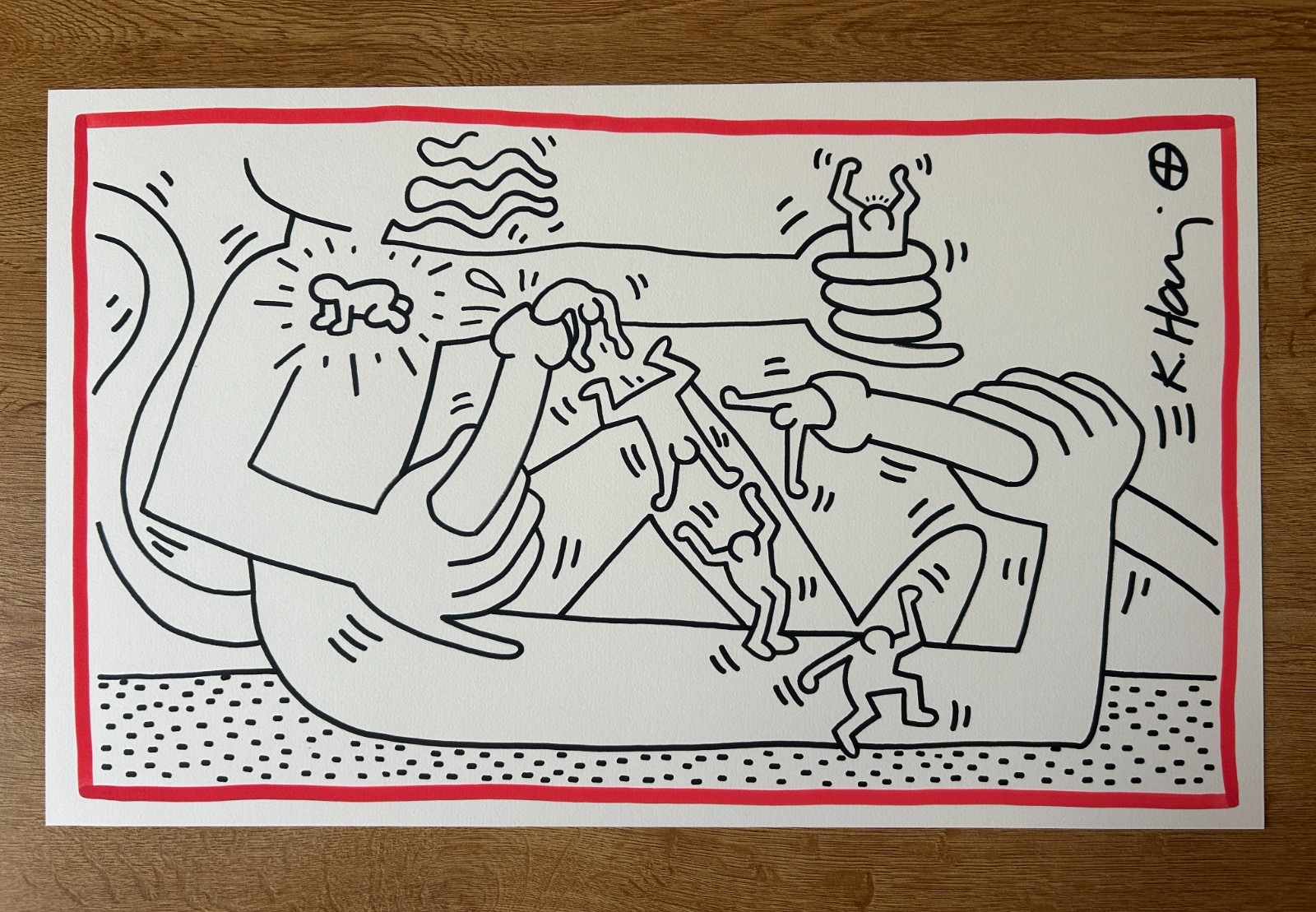 Keith Haring original drawing Foundation Seals CIRCA 1989