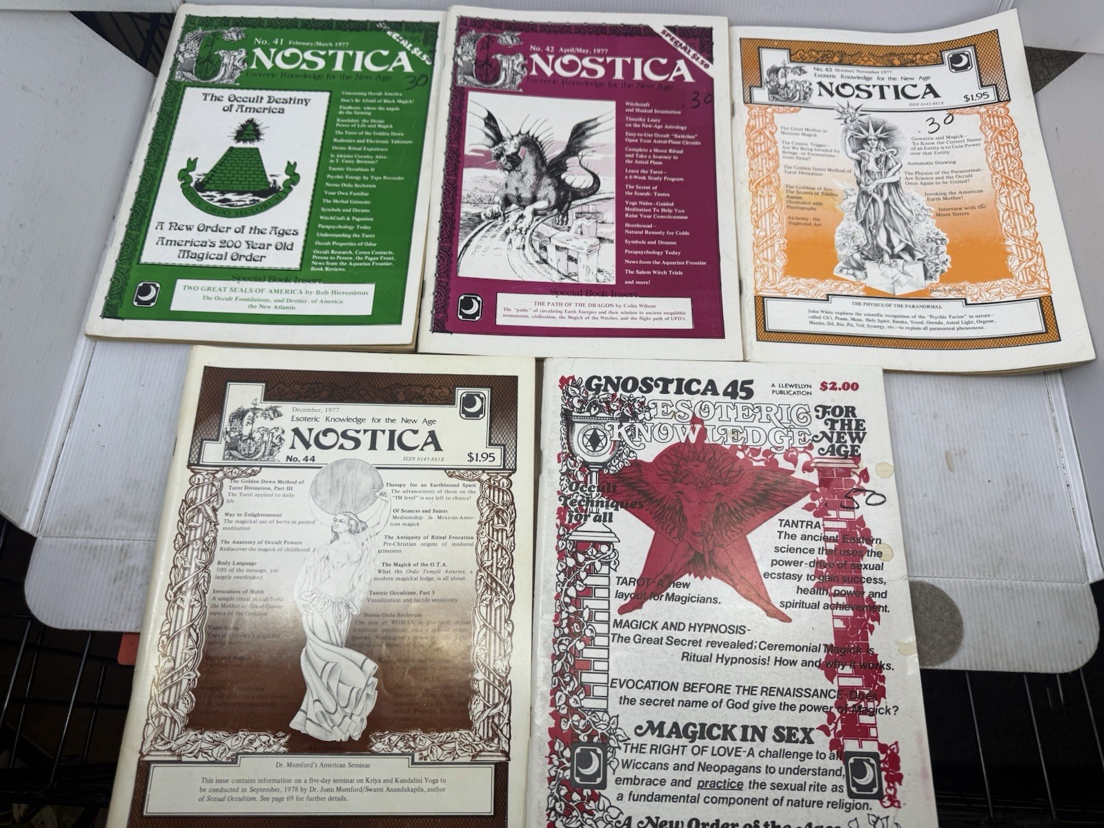 5 vintage 1970s Gnostica Occult Magic magazines 41-45 5 vintage 1970s Gnostica Occult Magic magazines 41-45