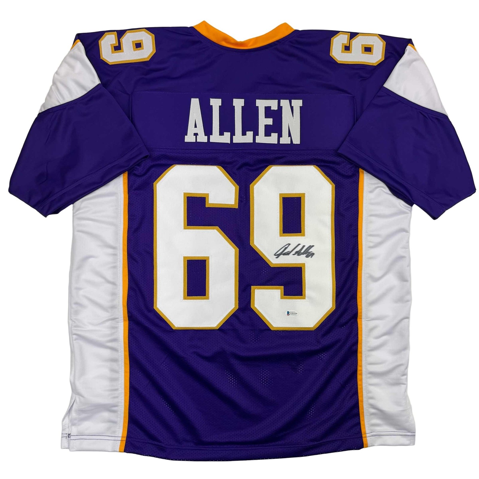 Autographed/Signed Jared Allen Minnesota Purple Jersey Beckett BAS COA Autographed/Signed Jared Allen Minnesota Purple Jersey Beckett BAS COA