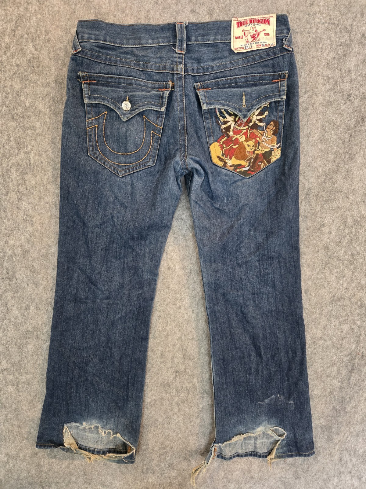 True Religion Rare Embroidered Shiva Hindu God Billy Vintage Wide Jeans 36x32 True Religion Rare Embroidered Shiva Hindu God Billy Vintage Wide Jeans 36x32